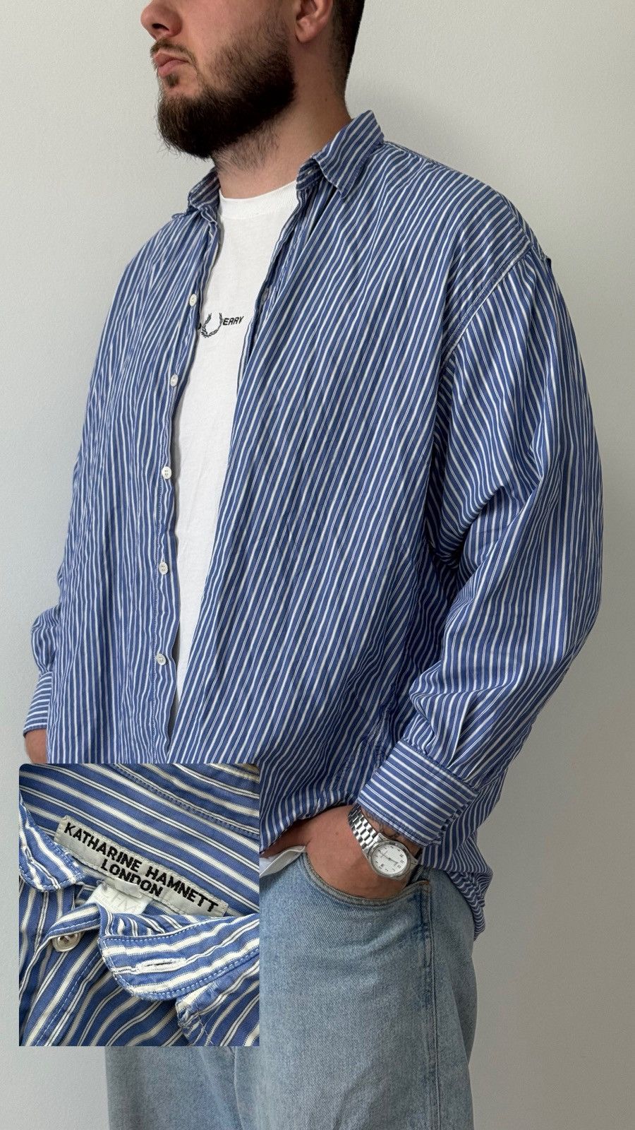 Archive 90s Katharine Hamnett London Oversized Stripe Shirt