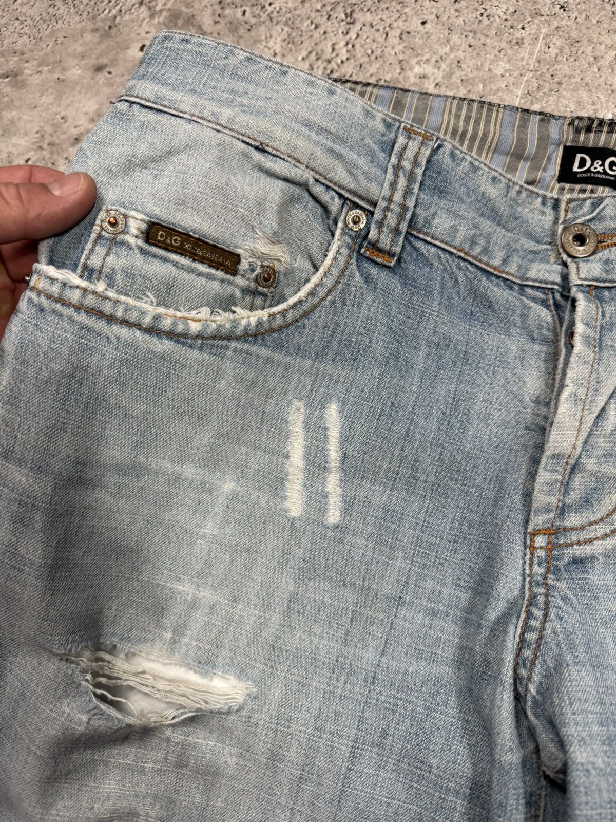 Dolce & Gabbana Dolce Gabbana D&G Big Logo Distressed Denim Jeans Y2K Pants Size US 33 - 14 Thumbnail