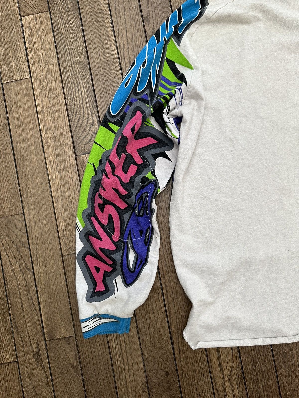 Vintage AMAZING RARE Vintage 90s " Answer Force " Neon Long Sleeve Size US L / EU 52-54 / 3 - 8 Thumbnail