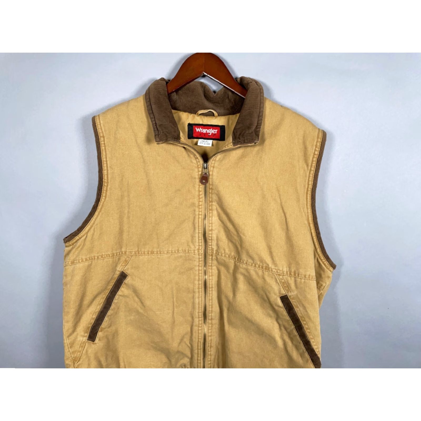 Wrangler Wrangler Hero Sherpa Lined Canvas Vest Adult Large Brown Corduroy Collar Zip Up Size US L / EU 52-54 / 3 - 6 Thumbnail