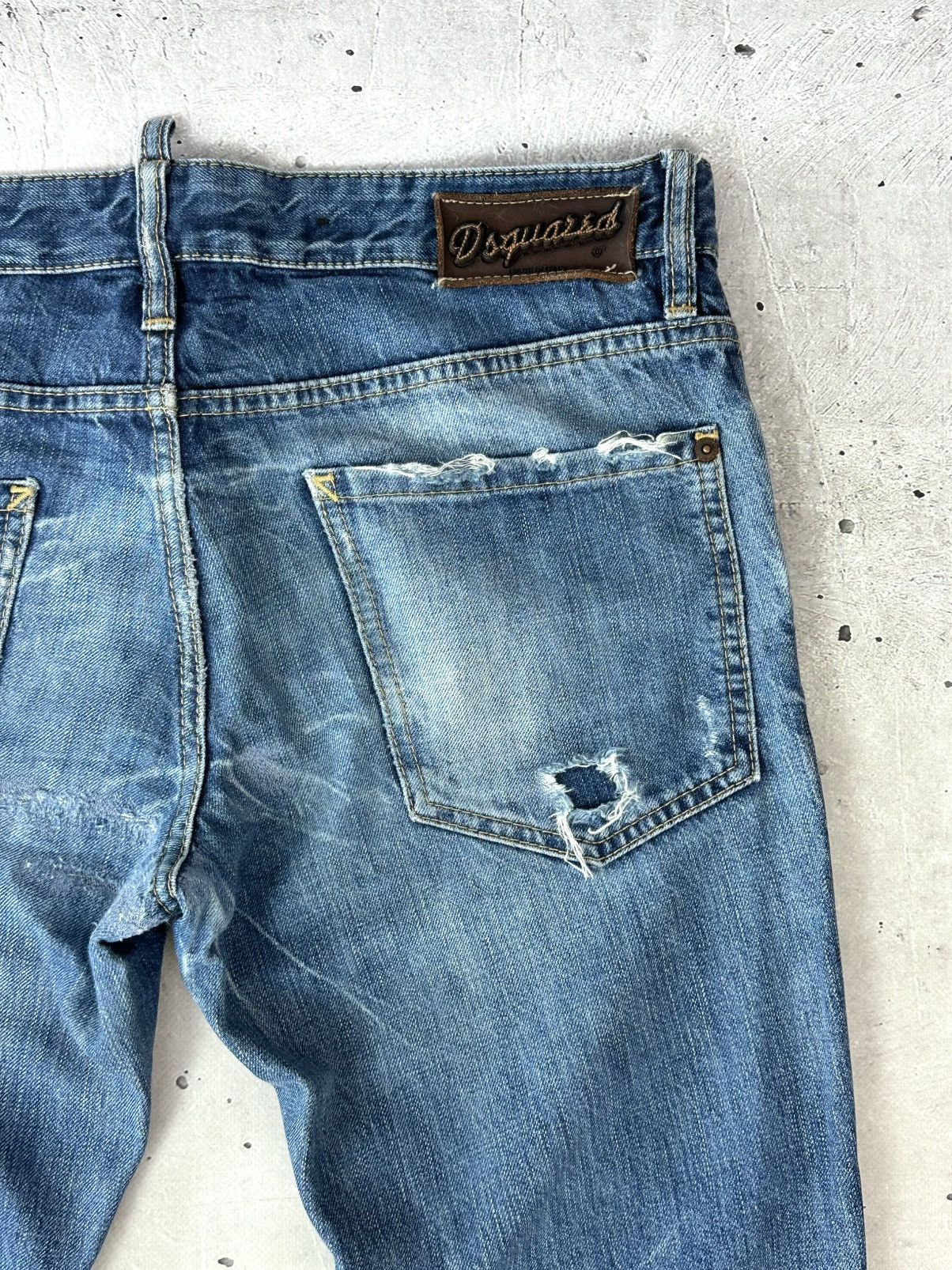 Dsquared2 Vintage Navy Blue Made In Italy Distressed Pants