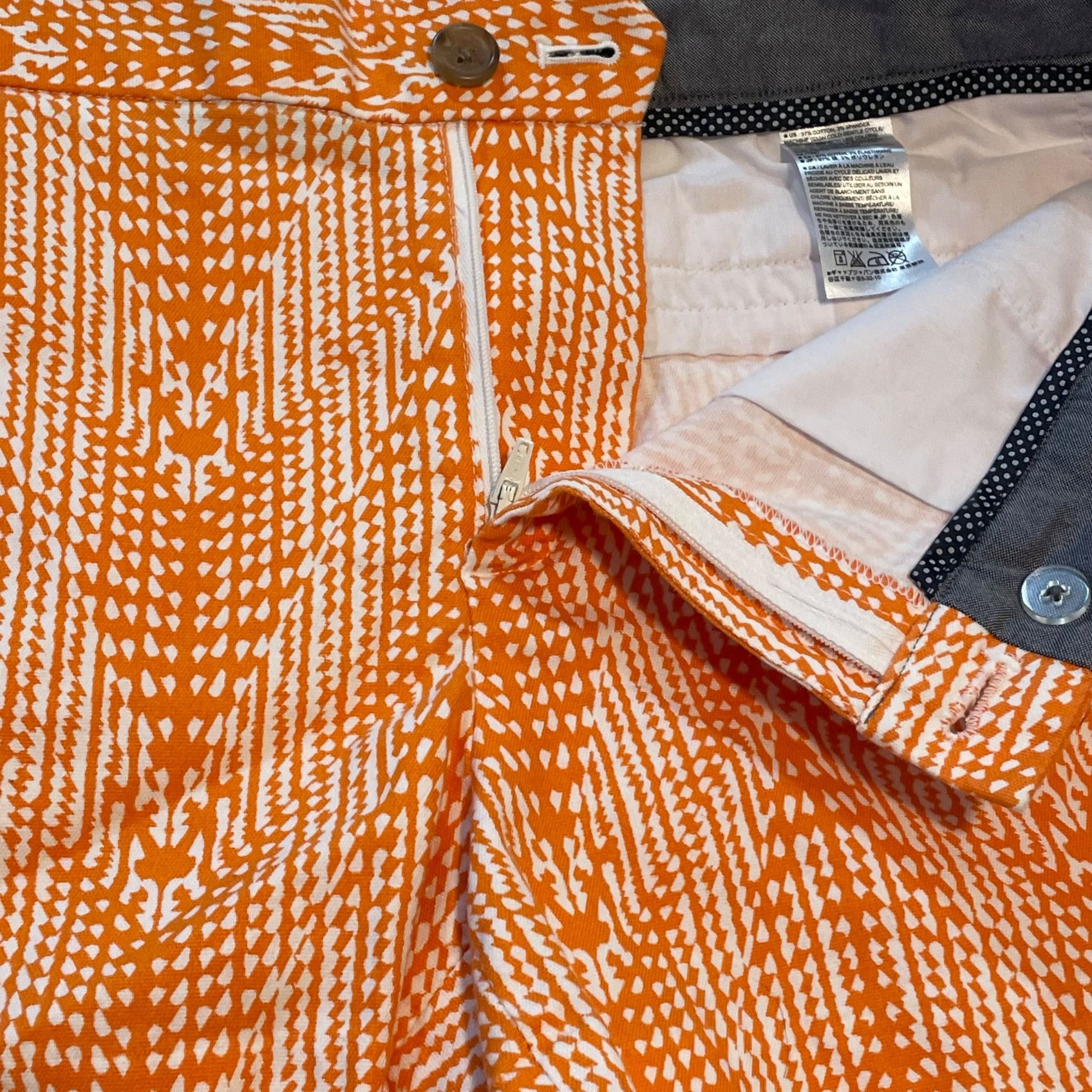 J.Crew J. Crew Orange & White Patterned Womens Shorts Size 6 Cotton Size 28" / US 6 / IT 42 - 4 Thumbnail