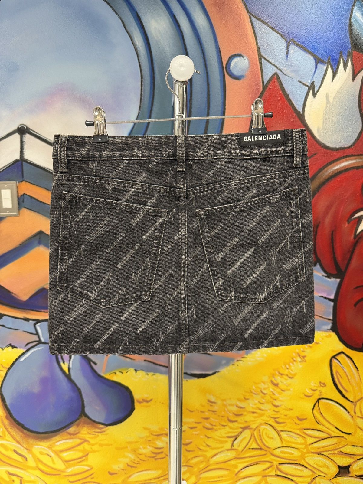 Balenciaga Balenciaga Logo-Print Denim Low-Waist Mini Skirt Size 25" / US 0 / IT 36 - 2 Thumbnail