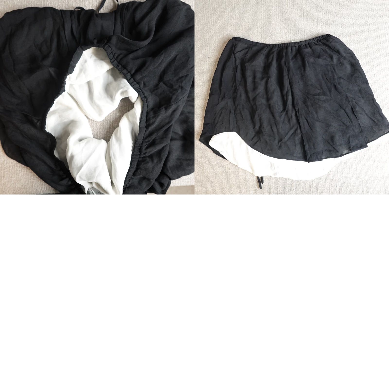 Vintage ALC Womens Skirt Mini Short Black Silk Lined 100% Silk Drawstring Regular M Size 32" / US 10 / IT 46 - 9 Thumbnail