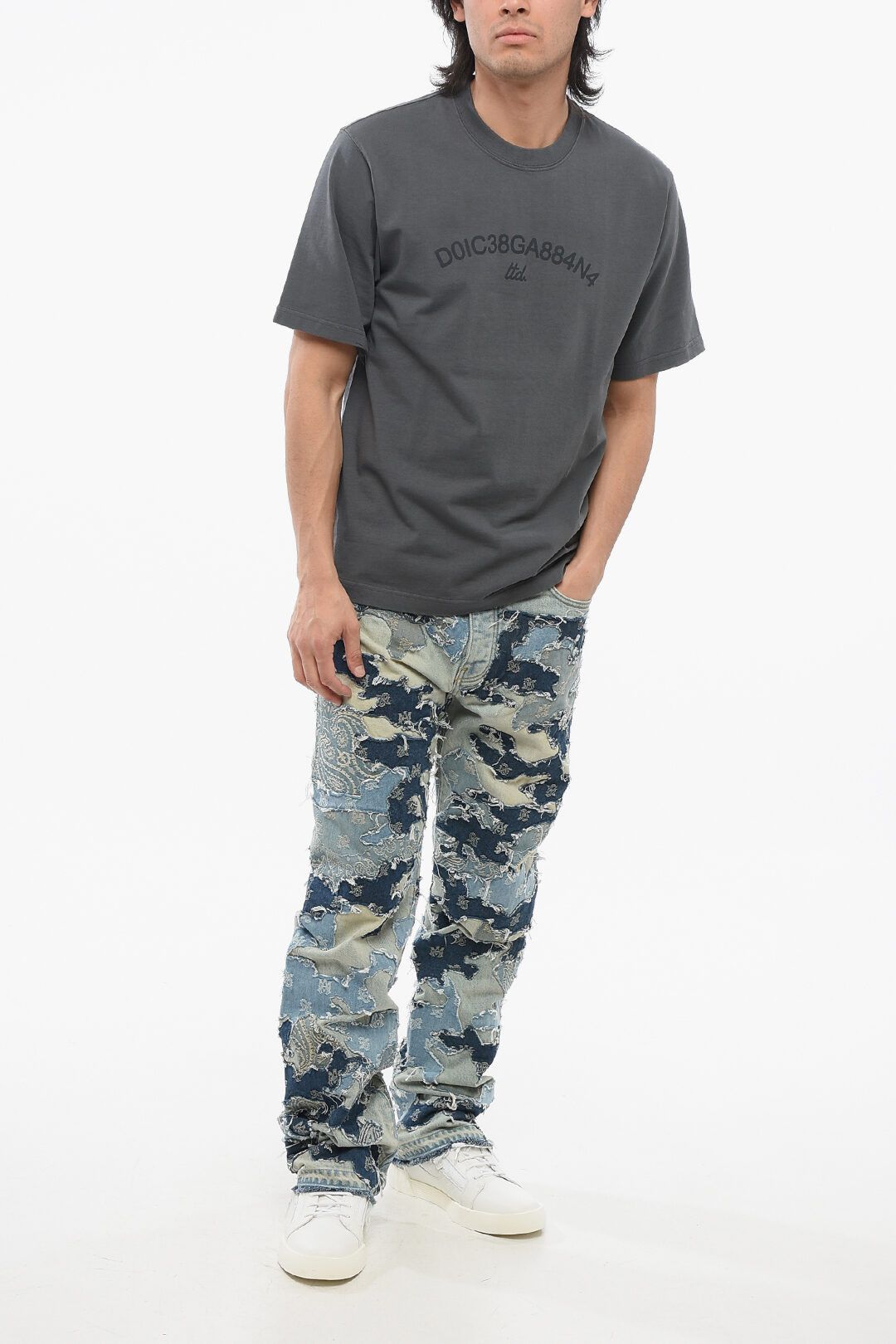 Dolce & Gabbana og1mm0825 Crewneck Cotton T-Shirt in Grey Size US S / EU 44-46 / 1 - 4 Thumbnail
