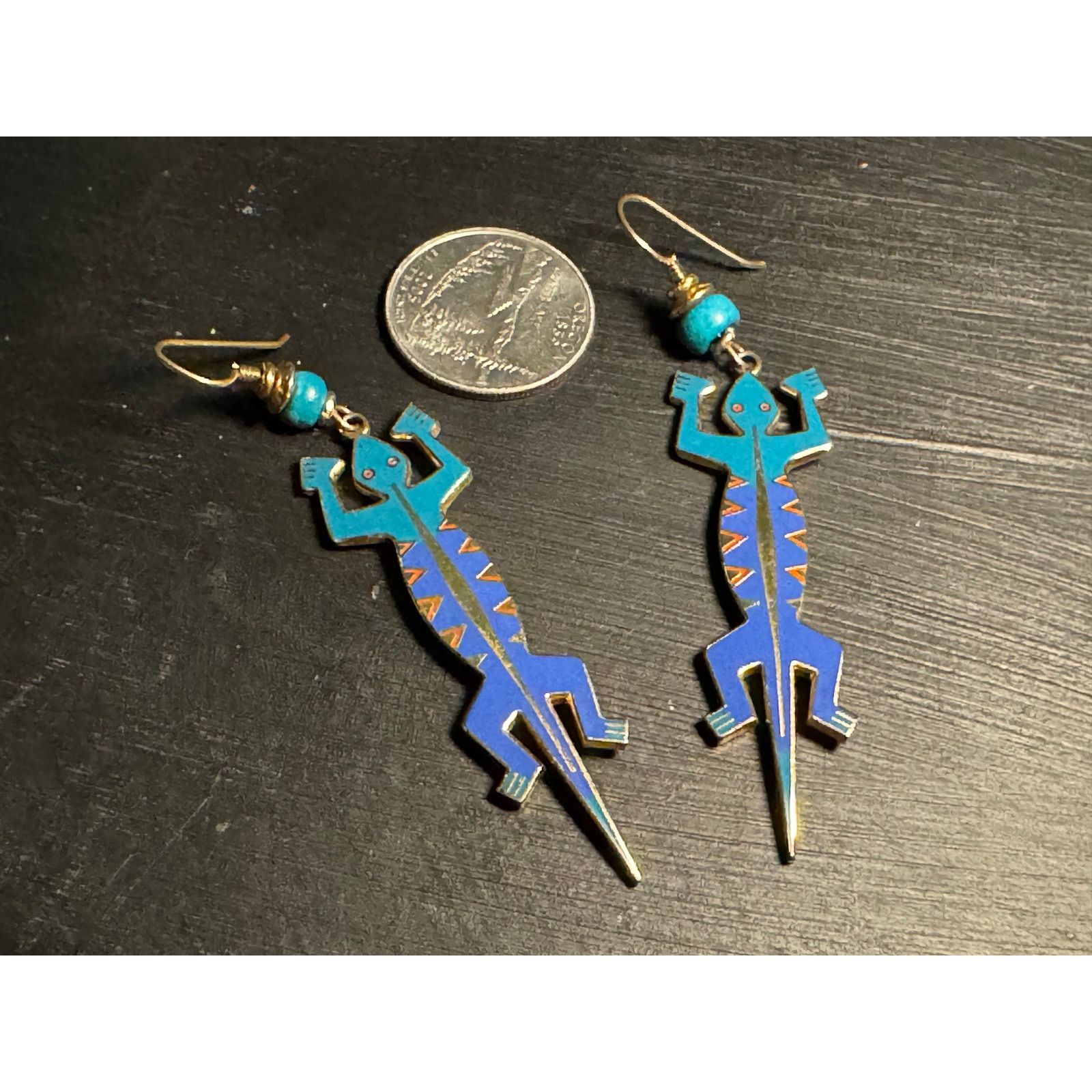 Other Laurel Burch Gecko Lizardo 3in Dangle Earrings Vintage Size ONE SIZE - 3 Thumbnail