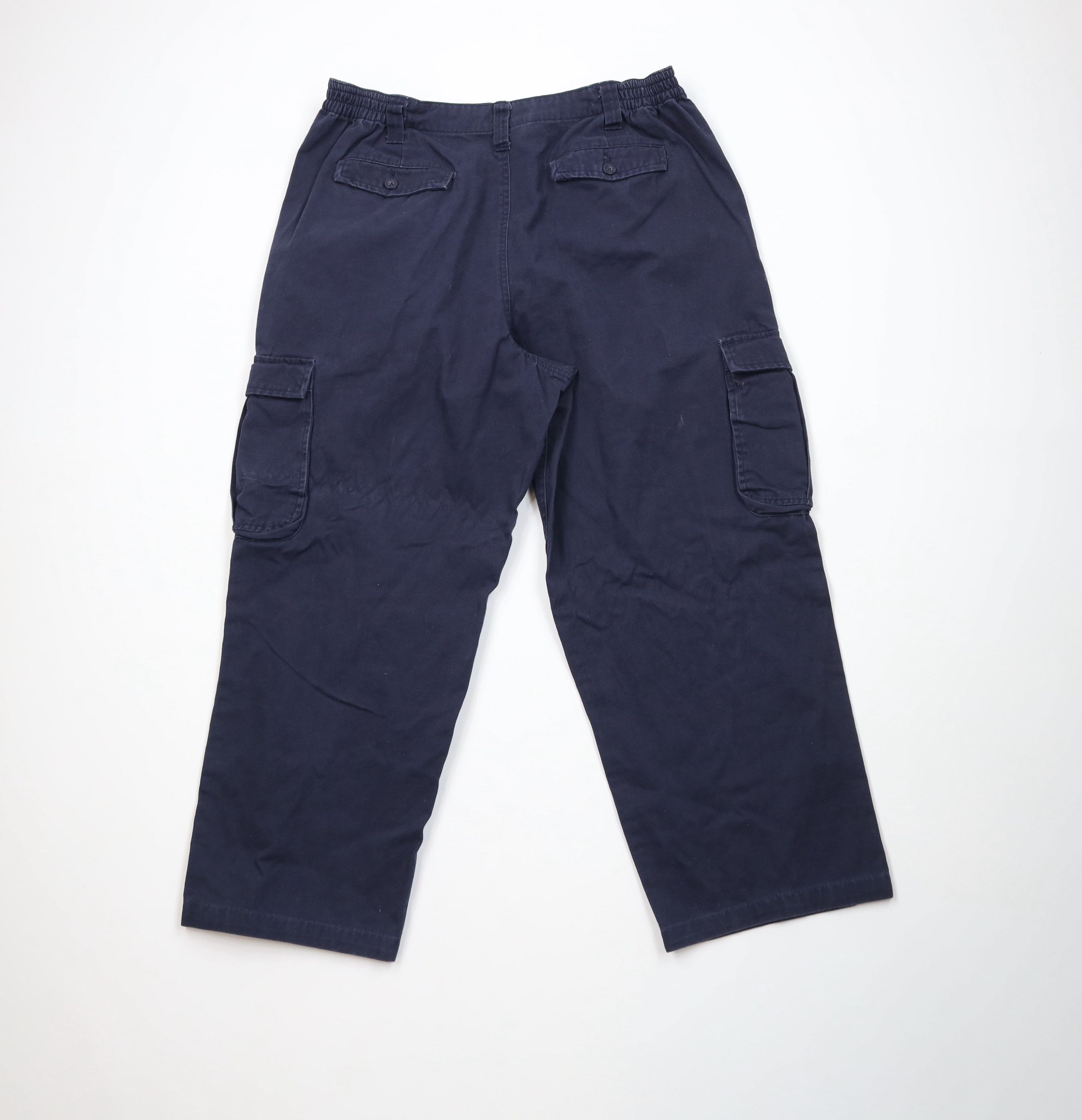 Vintage Vintage 90s Y2K Streetwear Wide Leg Cargo Pants Navy Cotton Size US 36 / EU 52 - 11 Thumbnail