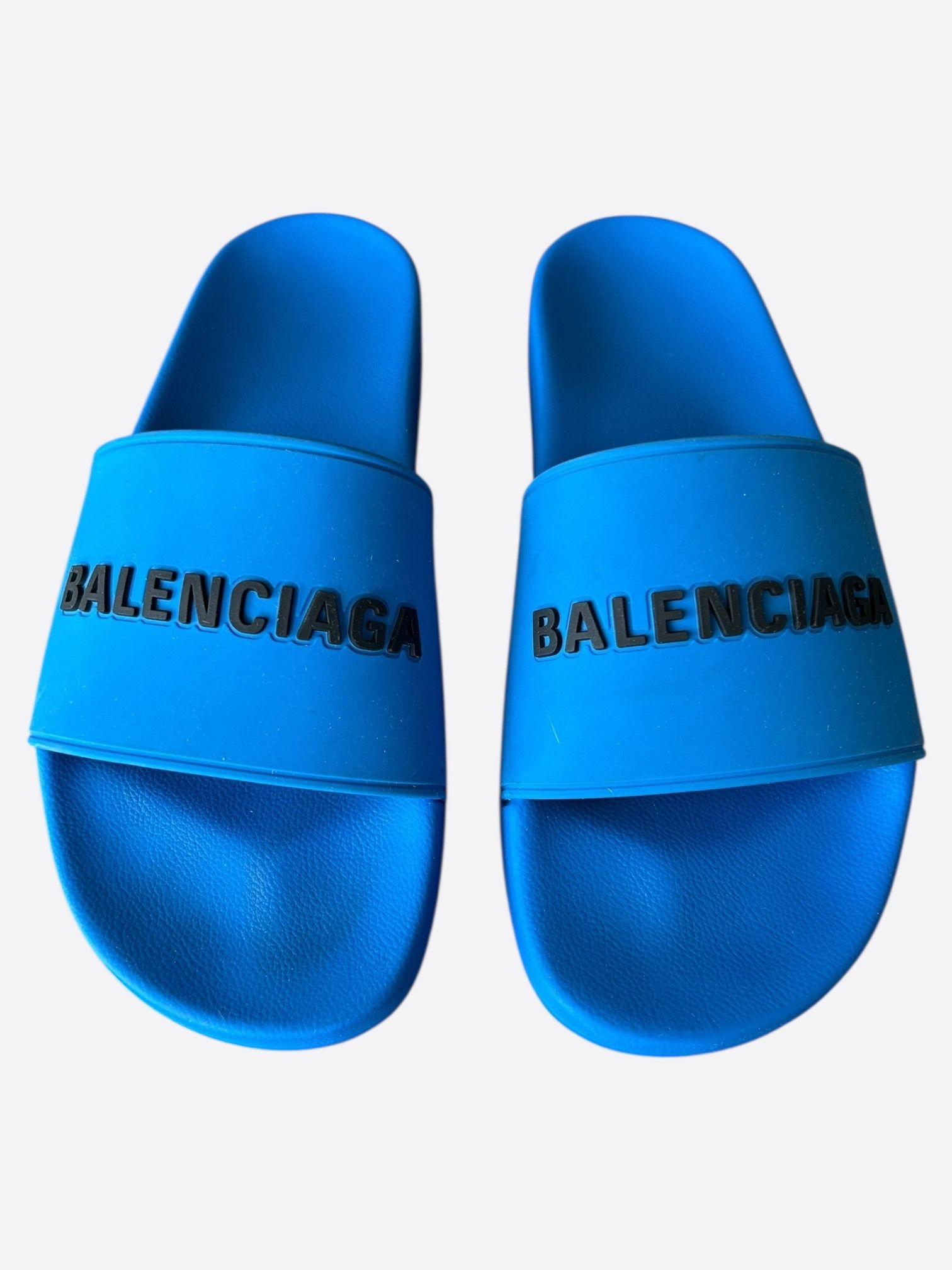 Balenciaga Blue & Black Logo Slides