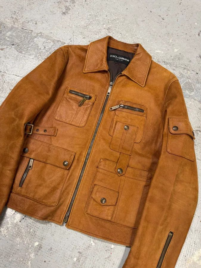 Dolce & Gabbana 2000s Dolce & Gabbana Brown Multi Pockets Leather Jacket Size US M / EU 48-50 / 2 - 4 Thumbnail