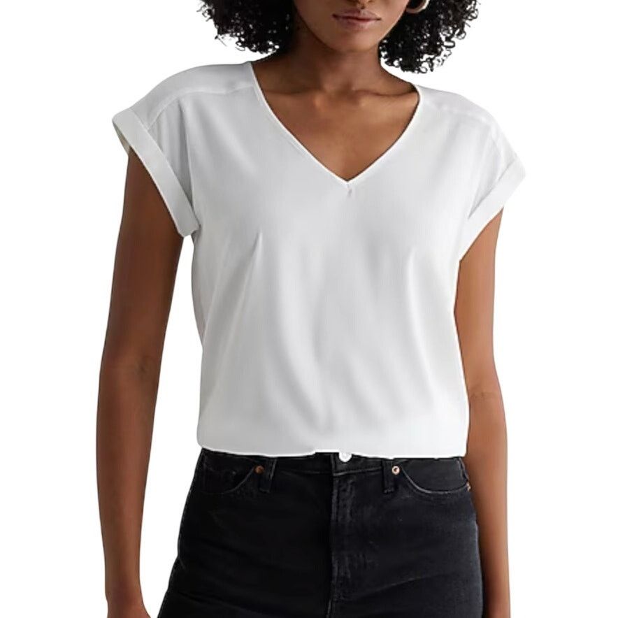 Express Express V-Neck Short Cuff Sleeve Gramercy Lightweight Tee Size S / US 4 / IT 40 - 1 Thumbnail