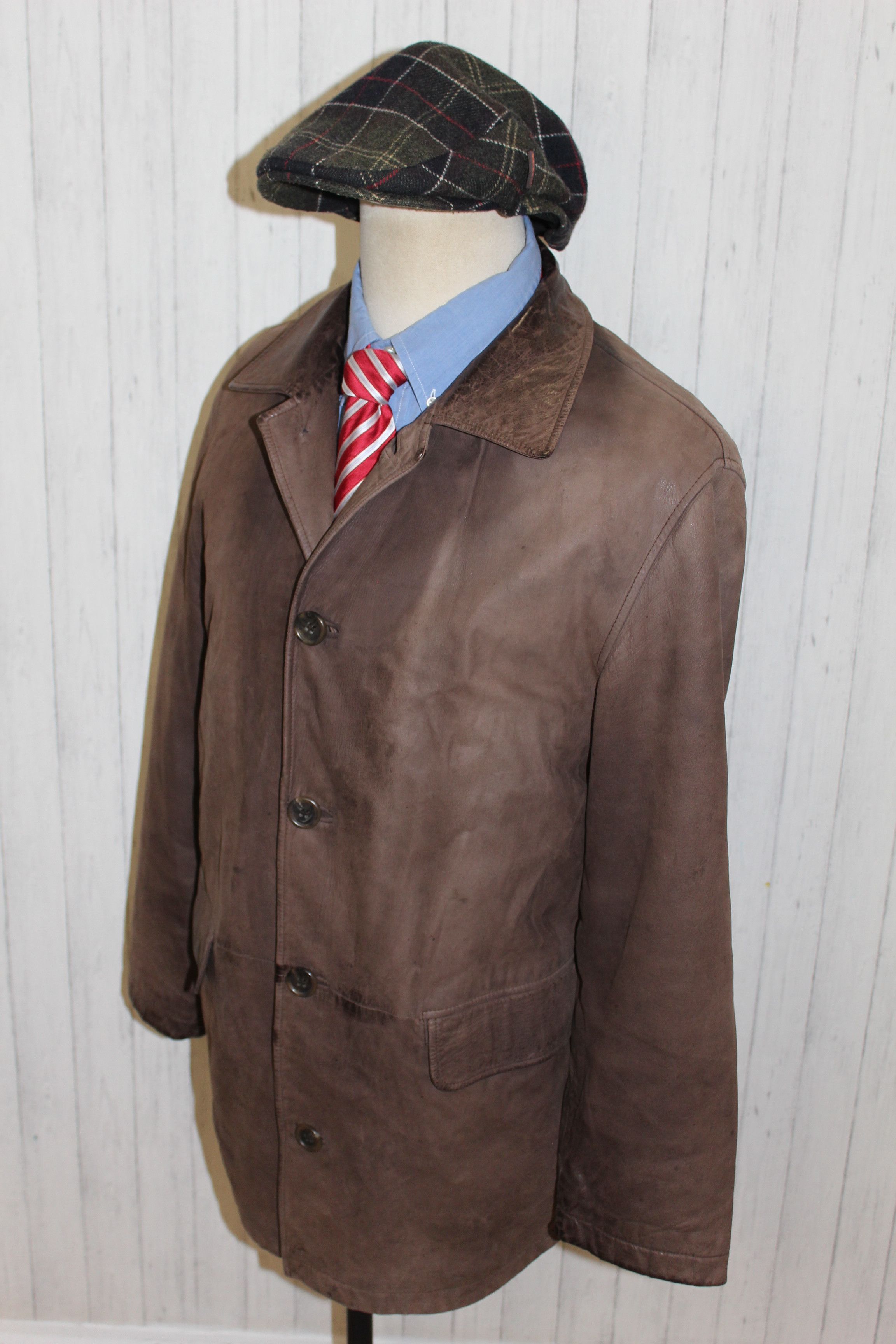 Hugo Boss Men's HUGO BOSS Brown Leather Jacket Coat Size L Size US L / EU 52-54 / 3 - 2 Thumbnail