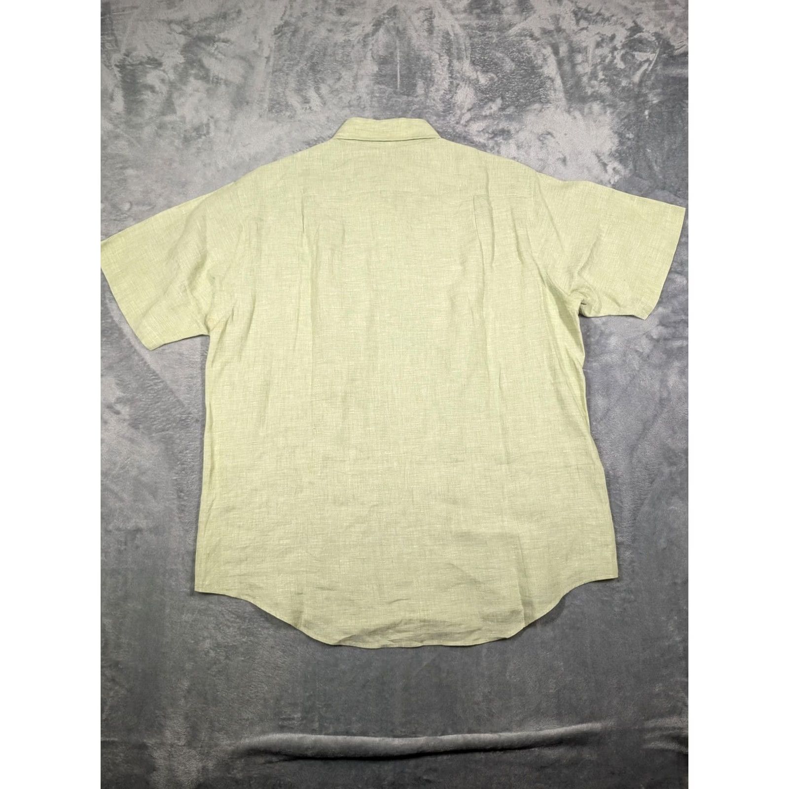 Brooks Brothers Brooks Brothers Shirt Mens L Green Solid Linen Short Sleeve Button Up Casual Size US L / EU 52-54 / 3 - 7 Thumbnail