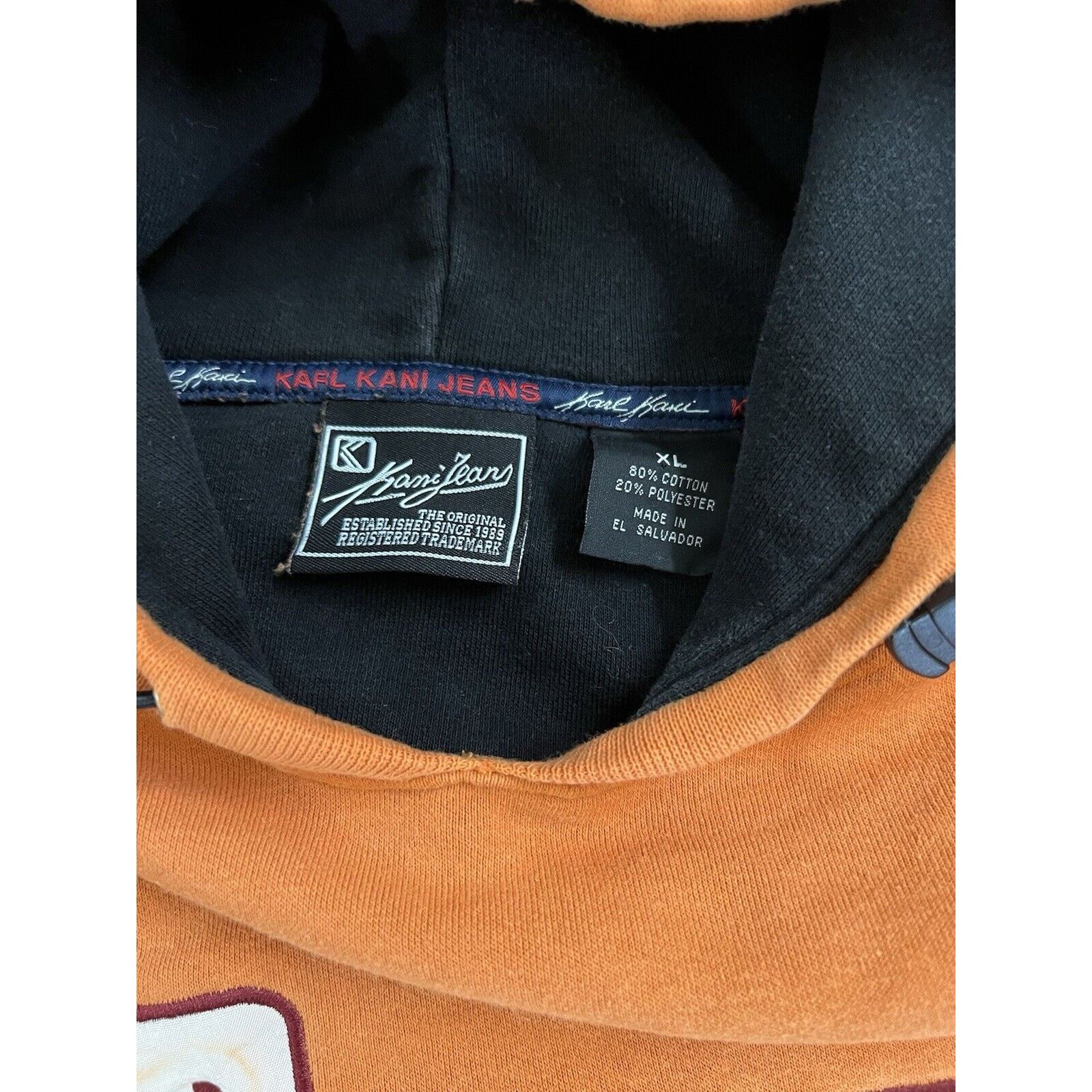 Karl Kani KARL KANI hoodie, hip hop sweatshirt, 90s, size XL Orange Size US XL / EU 56 / 4 - 7 Thumbnail