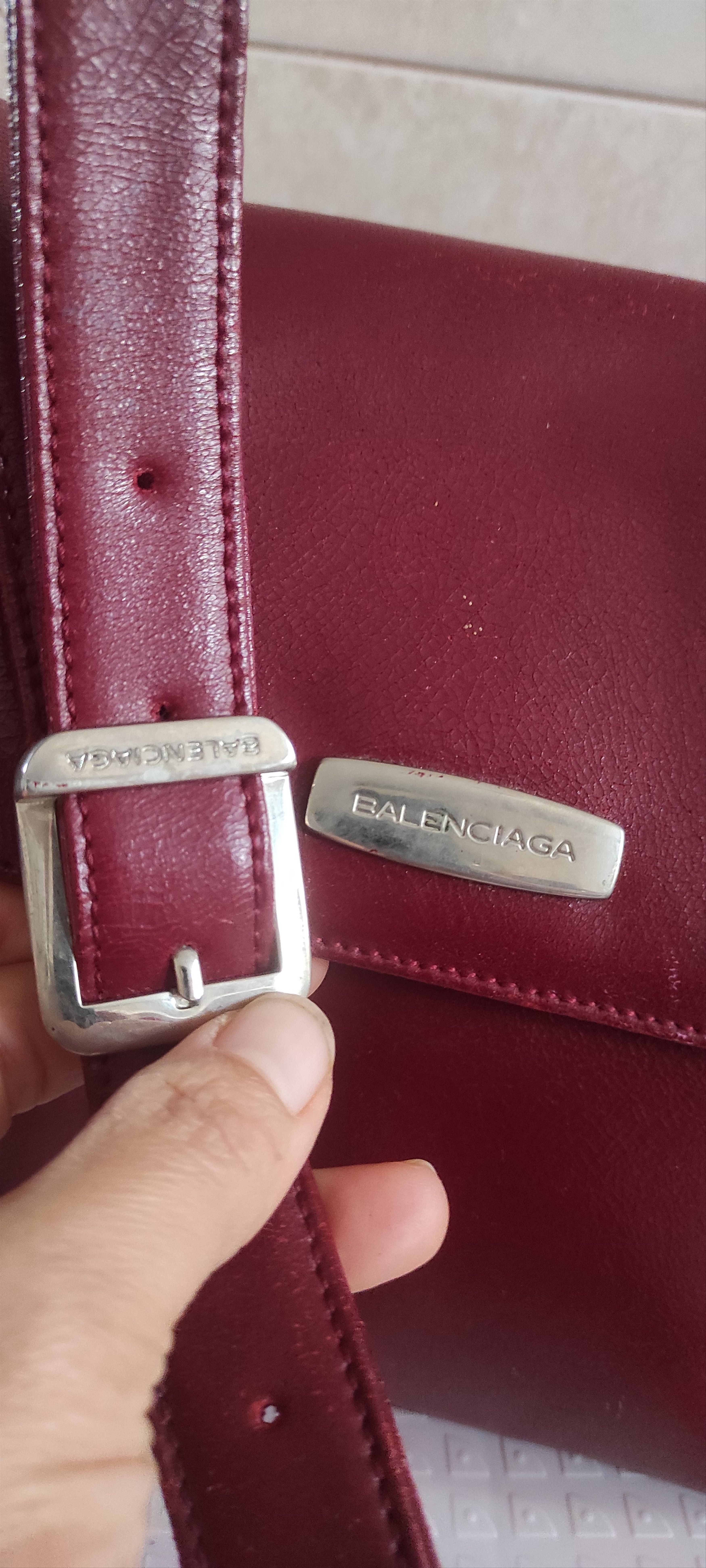 Balenciaga × Genuine Leather × Vintage Vintage Balenciaga Burgundy Monogram Shoulder Bag. Size ONE SIZE - 20 Thumbnail
