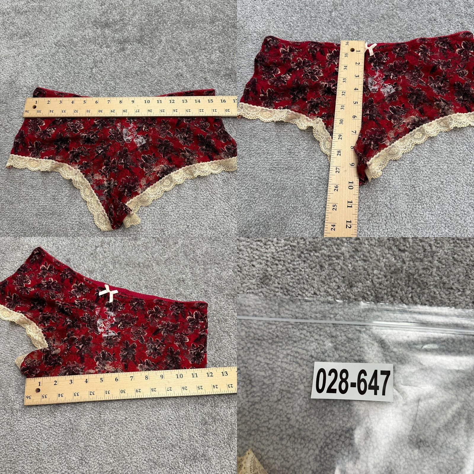 Vintage Black Fuchsia Panties Women 2X Red Lace Floral Bow Seamless Brief NWT Plus Size Womens Size ONE SIZE - 8 Thumbnail