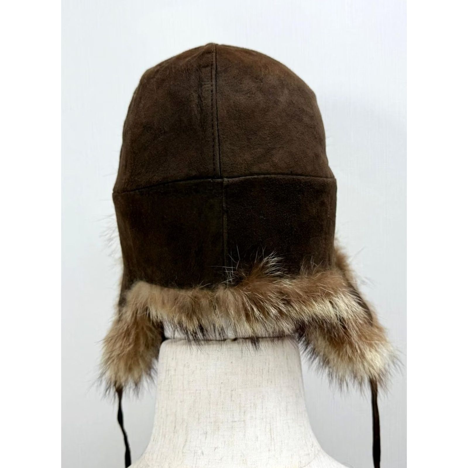Vintage Vintage Italian Leather Trapper Hat - Real Fur Sheepskin Bomber Caps, Ear Flap, 1 Size, Brown, Men, Winter/Fall, Solid Pattern Size ONE SIZE - 5 Thumbnail