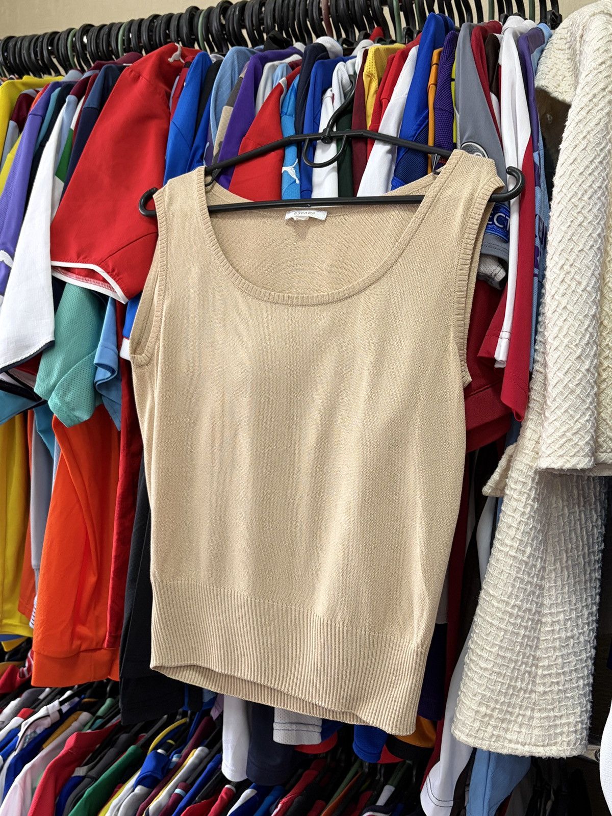 Escada Escada Beige Knit Tank Top Scoop Neck Sleeveless Vest Top 34 Size XS / US 0-2 / IT 36-38 - 8 Thumbnail
