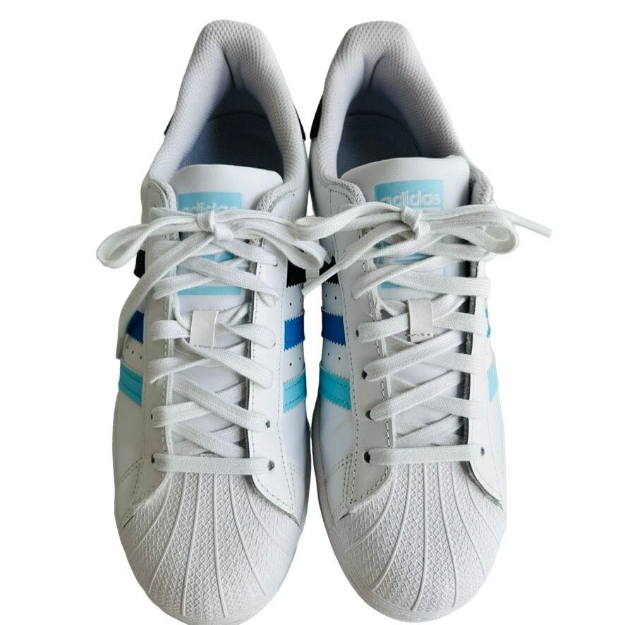 Adidas Adidas Superstar White Ombre Blue Stripe Men's Size 8.5 NEW Size US 8.5 / EU 41-42 - 2 Thumbnail