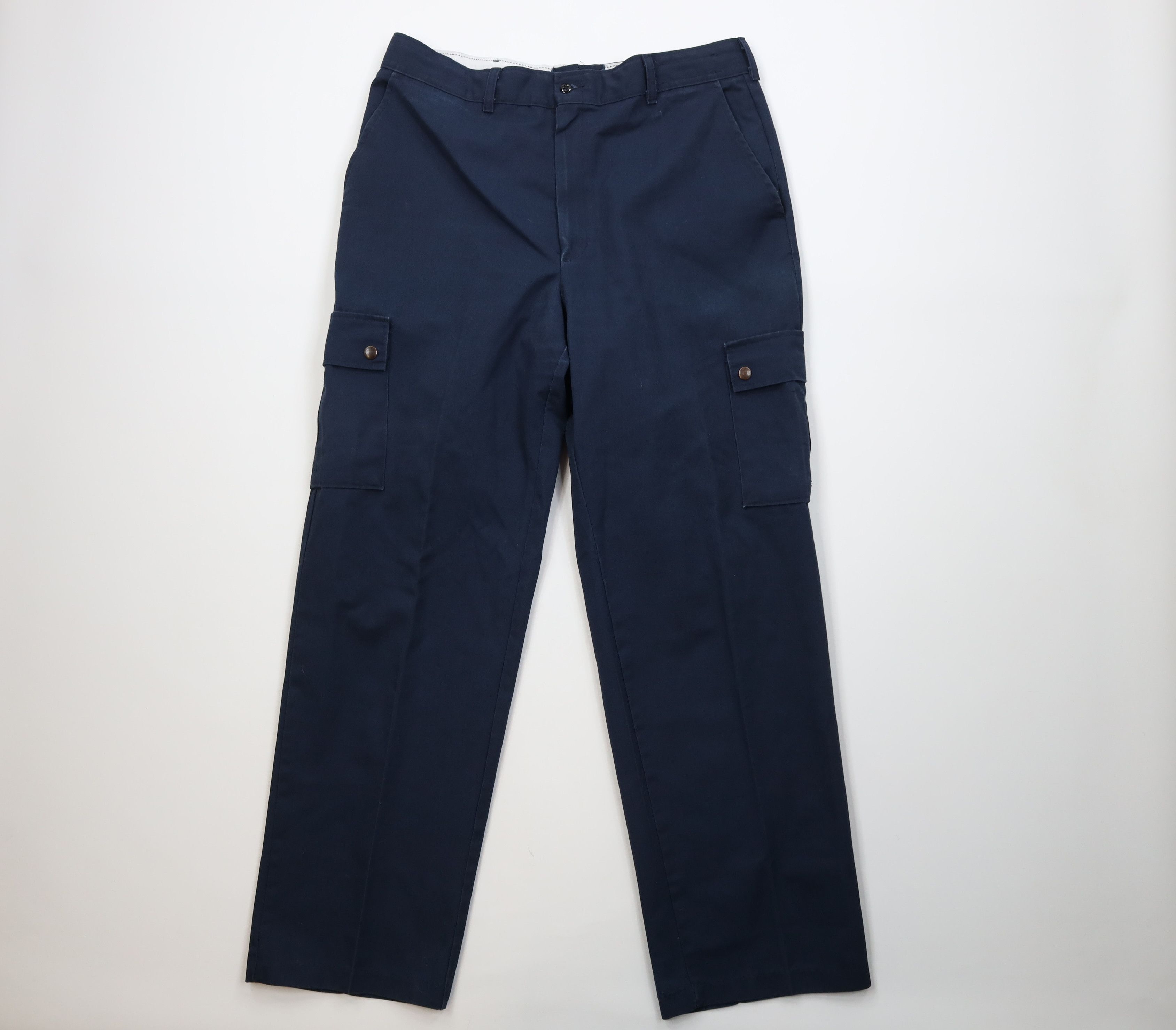 Vintage Vintage 90s Streetwear Wide Leg Cargo Pants Navy Workwear Size US 36 / EU 52 - 1 Thumbnail