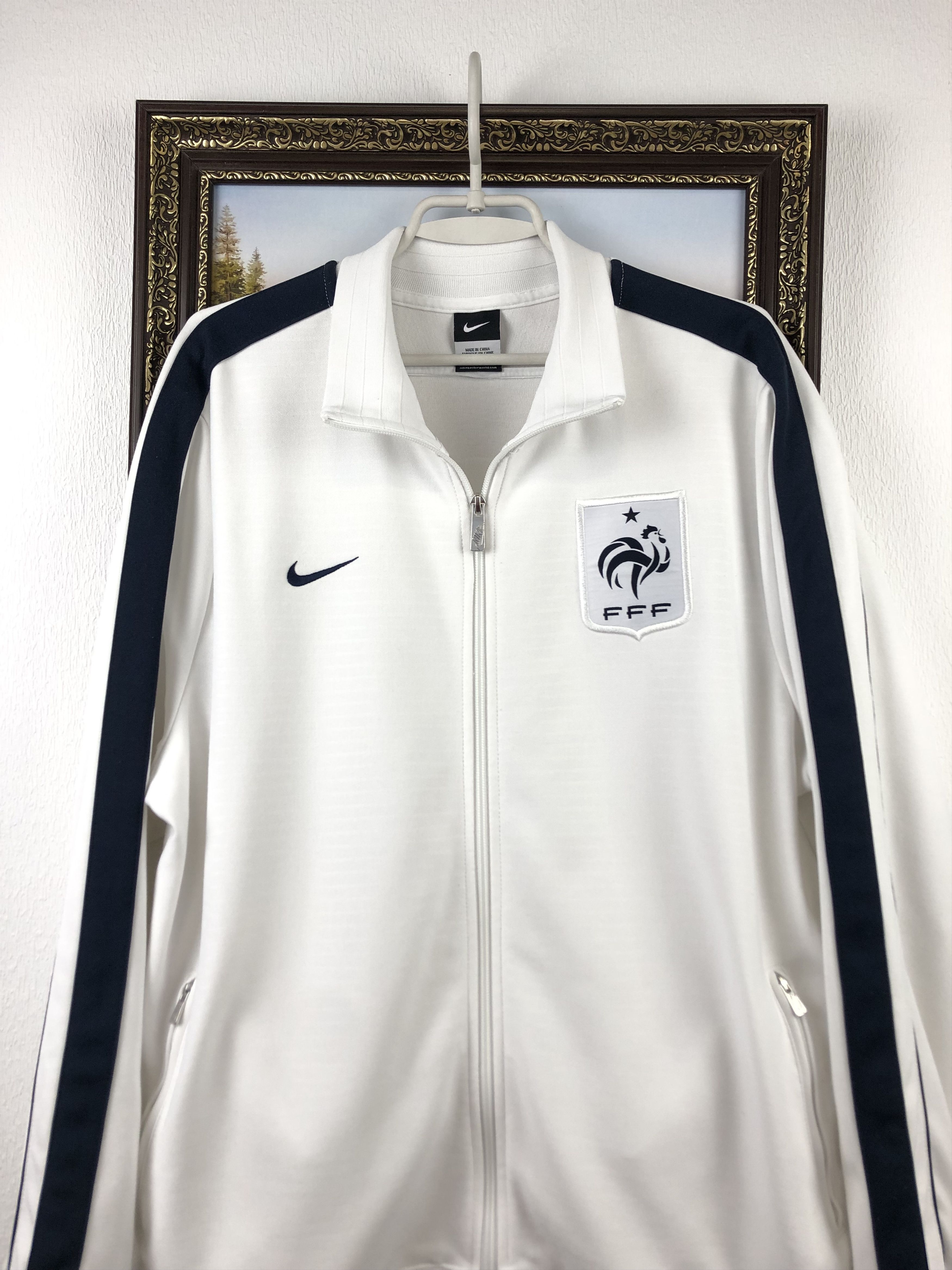 Nike France Nike Football Jacket White Track Top Soccer Rare Size US XXL / EU 58 / 5 - 2 Thumbnail