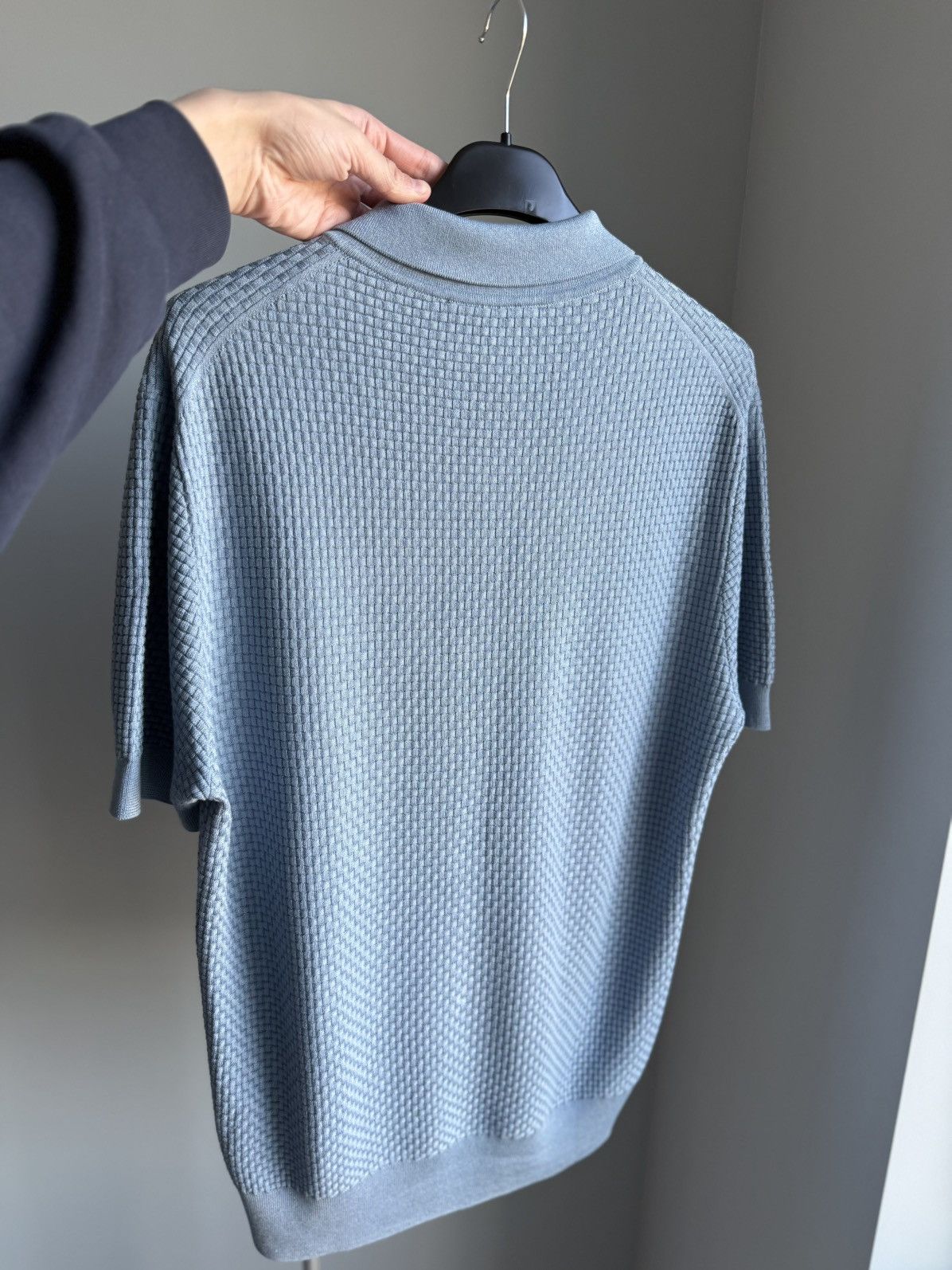 Dolce & Gabbana Dolce Gabbana Textured Knitt Polo Blue Mens Metal Logo DG Size US L / EU 52-54 / 3 - 10 Thumbnail