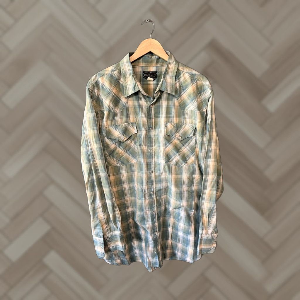 Vintage VINTAGE High Noon Shirt Men XL Green Pearl Snap Western Plaid Cowboy School Rodeo Size US XL / EU 56 / 4 - 1 Thumbnail