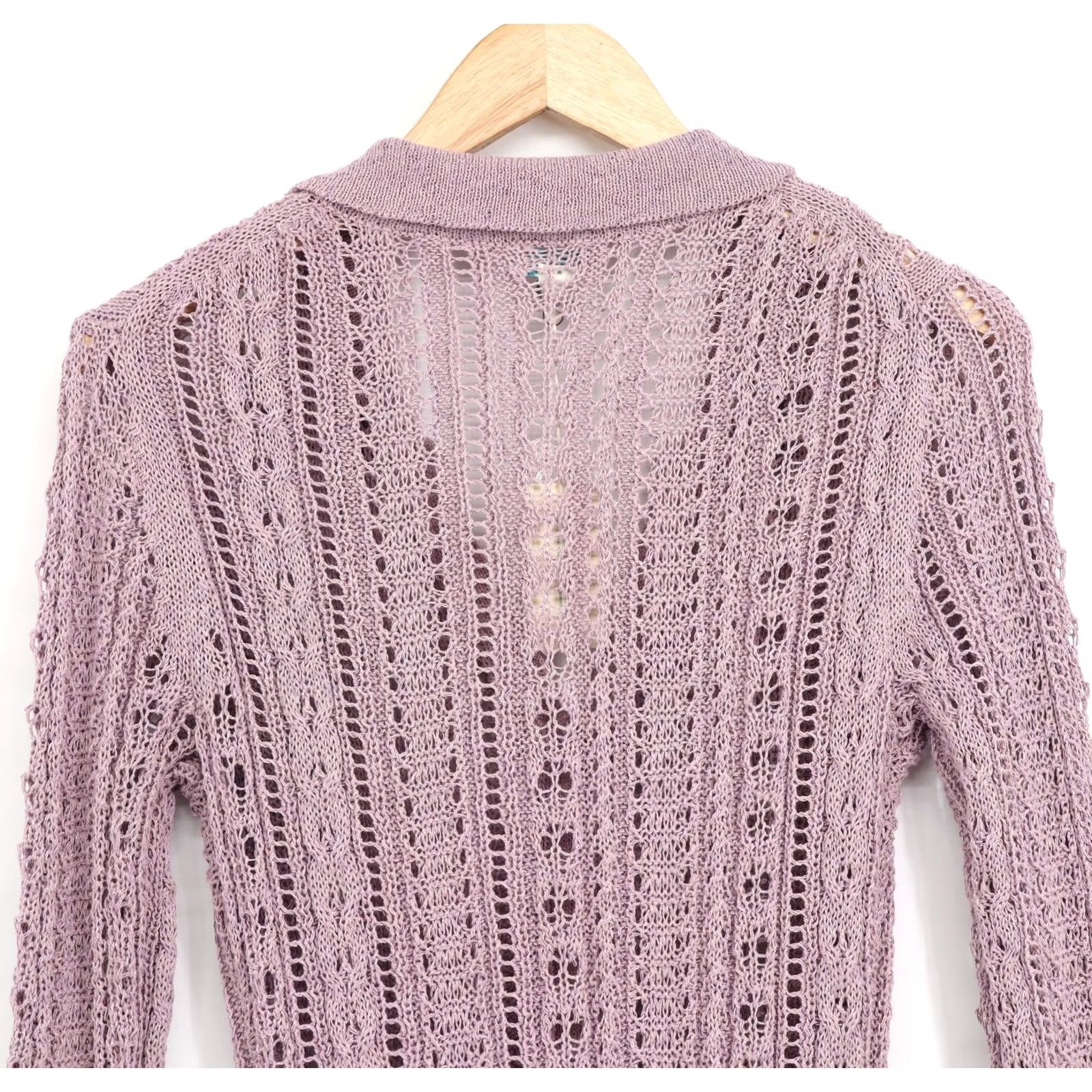 Vintage Sundance Cardigan Women's Duster Open-Knit Lavender Purple Cotton Linen Polyester Rayon V-Neck Button S Garden-Core, Vintage No Size S / US 4 / IT 40 - 5 Thumbnail