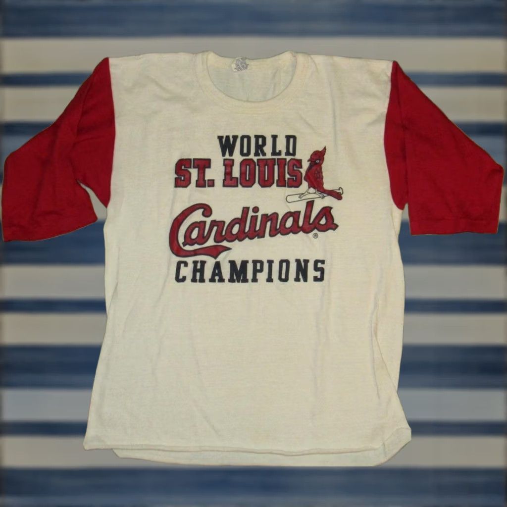 Vintage Vtg 1982 ST LOUIS CARDINALS World Series Champions T Shirt S/M Mens White 1982 World Series Champions Cardinals T Shirt S/M Size US M / EU 48-50 / 2 - 1 Thumbnail