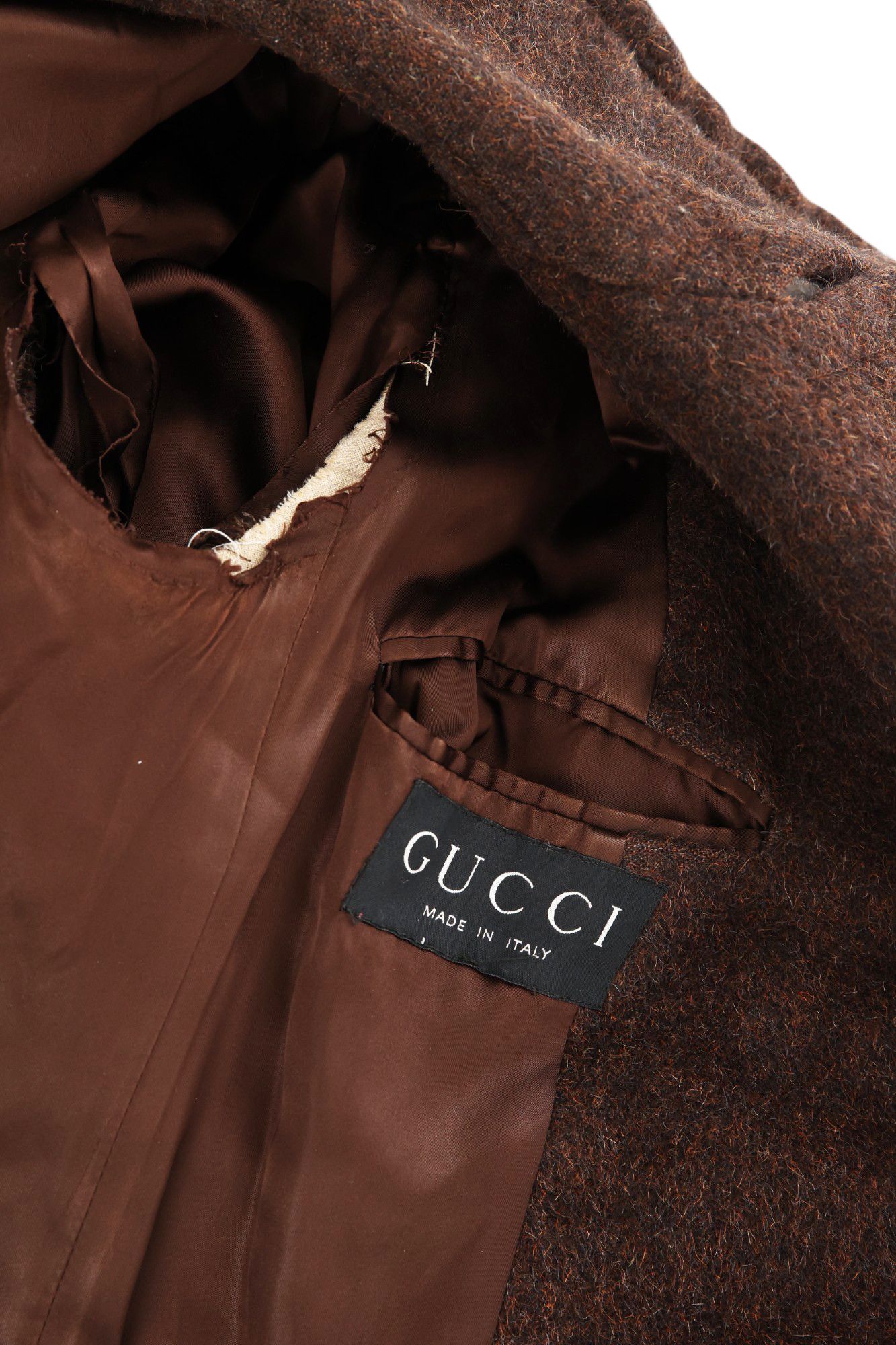 Gucci × Tom Ford F/W 1995 Alpaca Brown Double Breasted Coat Size XS / US 0-2 / IT 36-38 - 12 Thumbnail