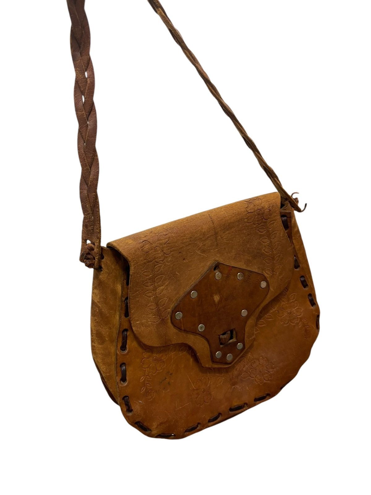 Genuine Leather Full Leather Patina Unknown Handmade Shoulder Bag 9🟩 Size ONE SIZE - 3 Thumbnail