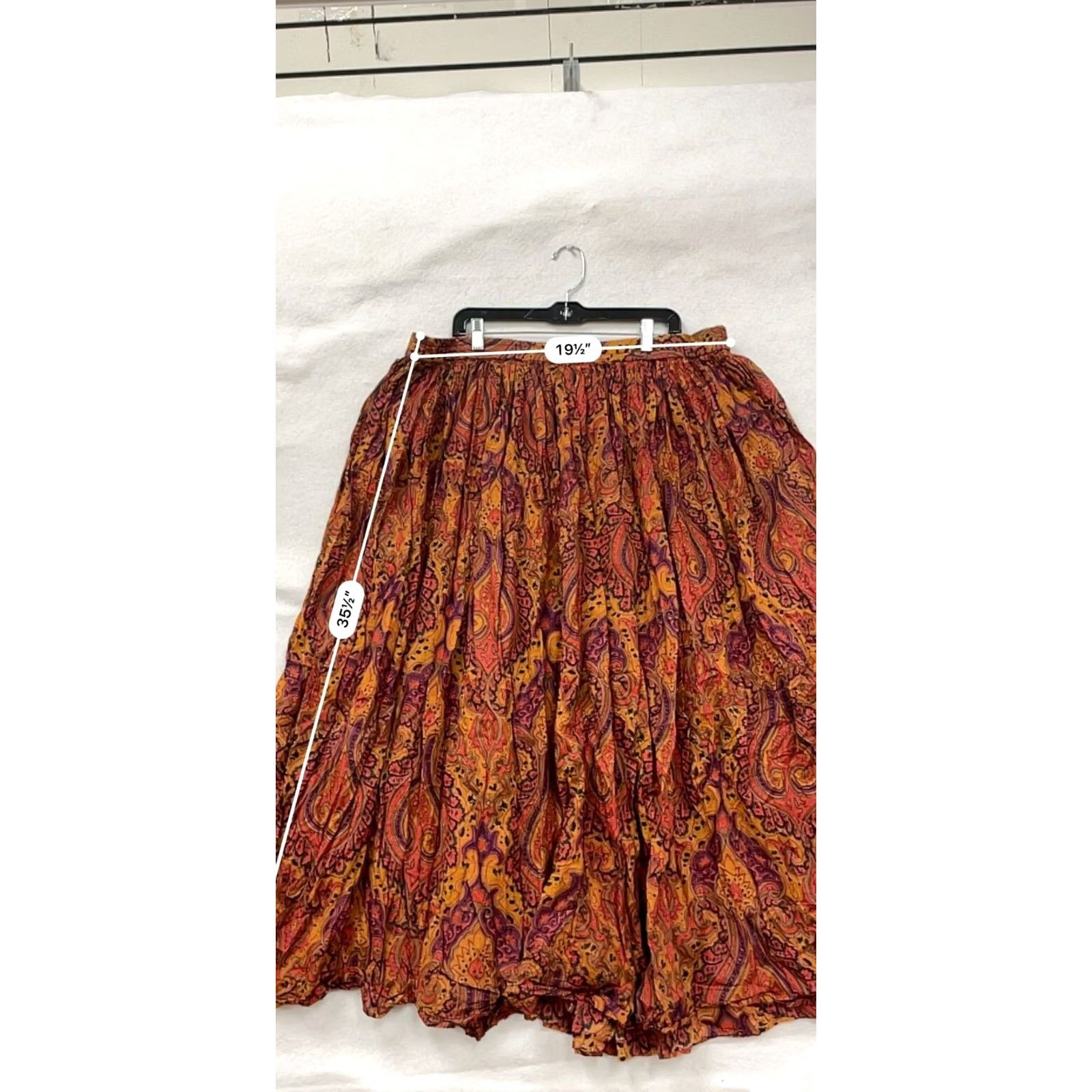 Vintage VINTAGE Passports Maxi Skirt Womens 2-3XL Orange Paisley Long 80s Size 26" / US 2 / IT 38 - 6 Thumbnail
