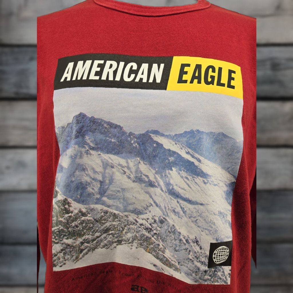 American Eagle Outfitters American Eagle Mens T Shirt XL Red Mountain Graphic Long Sleeve Crew Neck Shirt Size US XL / EU 56 / 4 - 1 Thumbnail