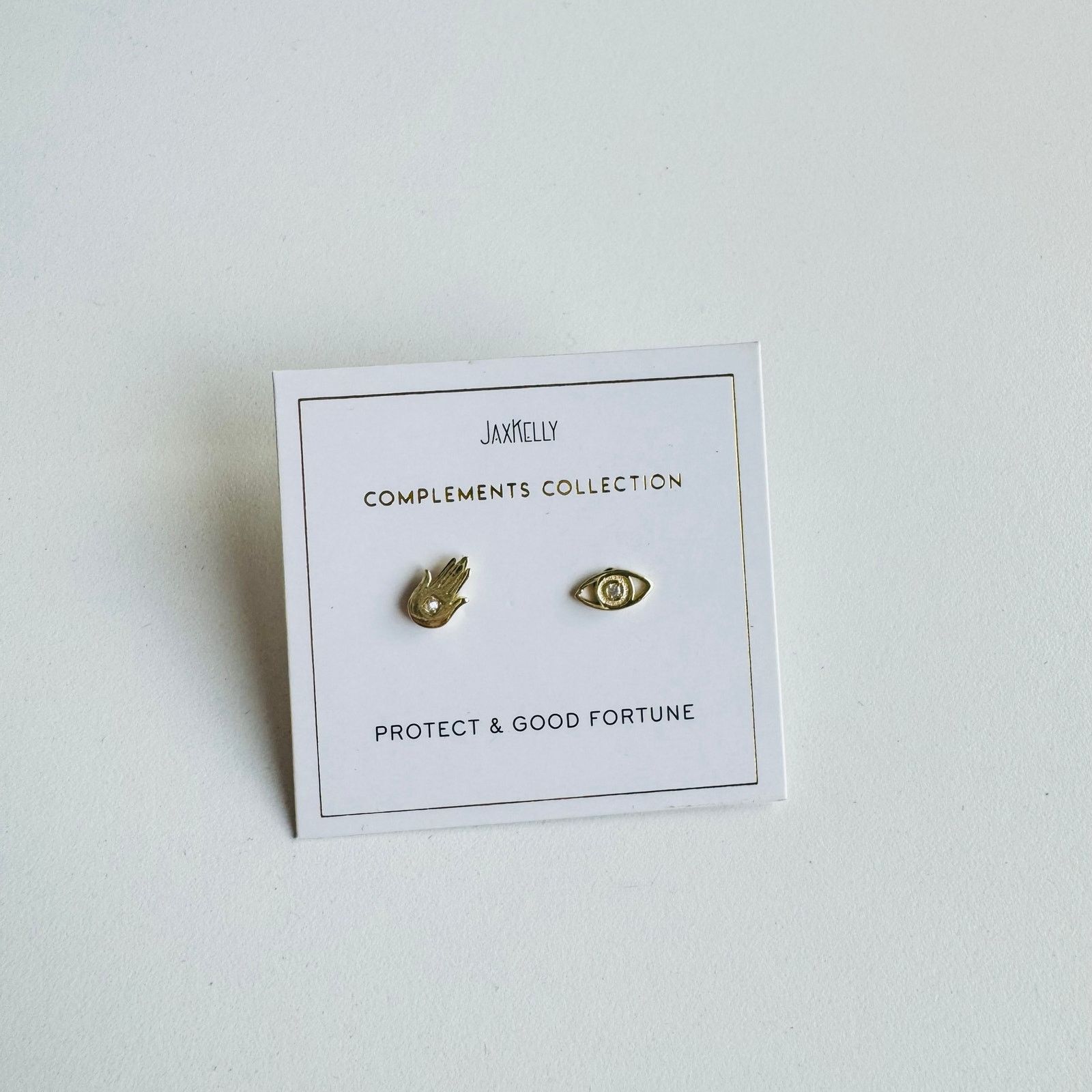 Anthropologie NEW ANTHROPOLOGIE 18kt Gold Hand Evil Eye Stud Earring Set Size ONE SIZE - 3 Thumbnail