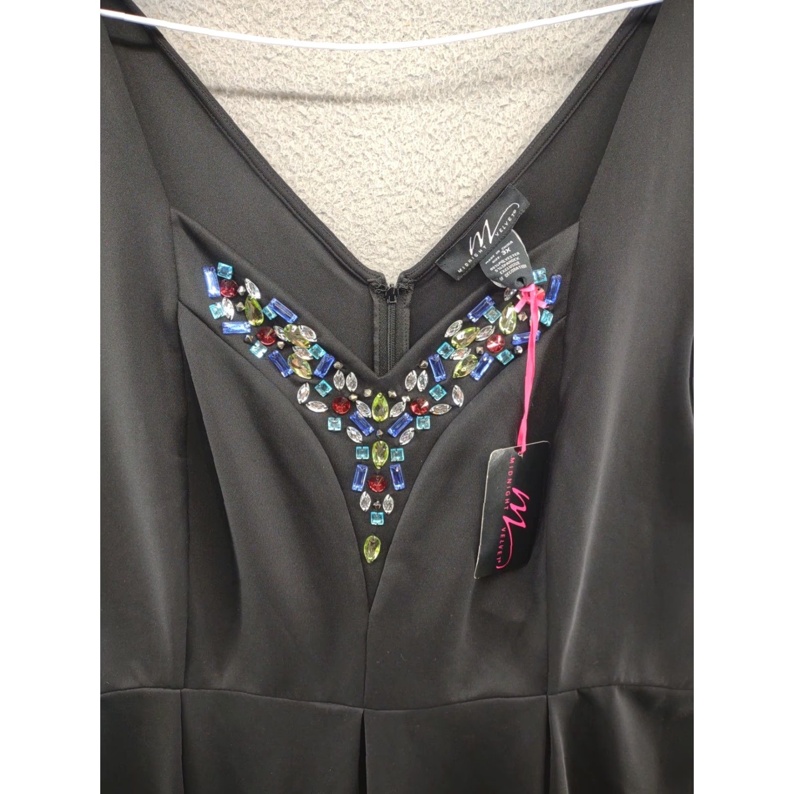 Velvet Midnight Velvet Co Jeweled Neckline V Neck Dress Women's Plus SZ 3X Velour NEW Dress Size XXL / US 16-18 / IT 52-54 - 2 Thumbnail