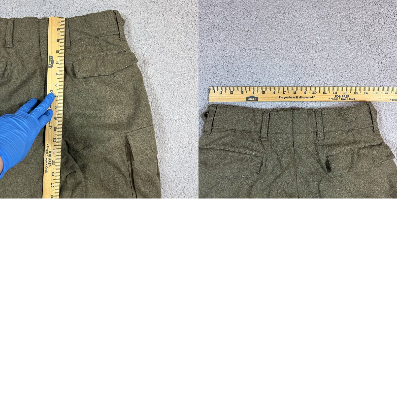 Olive VINTAGE Seyntex Belgian Army M51 Wool Field Cargo Pants Olive Green 31x28 Mens Casual Workwear Military Surplus Retro Size US 31 - 8 Thumbnail