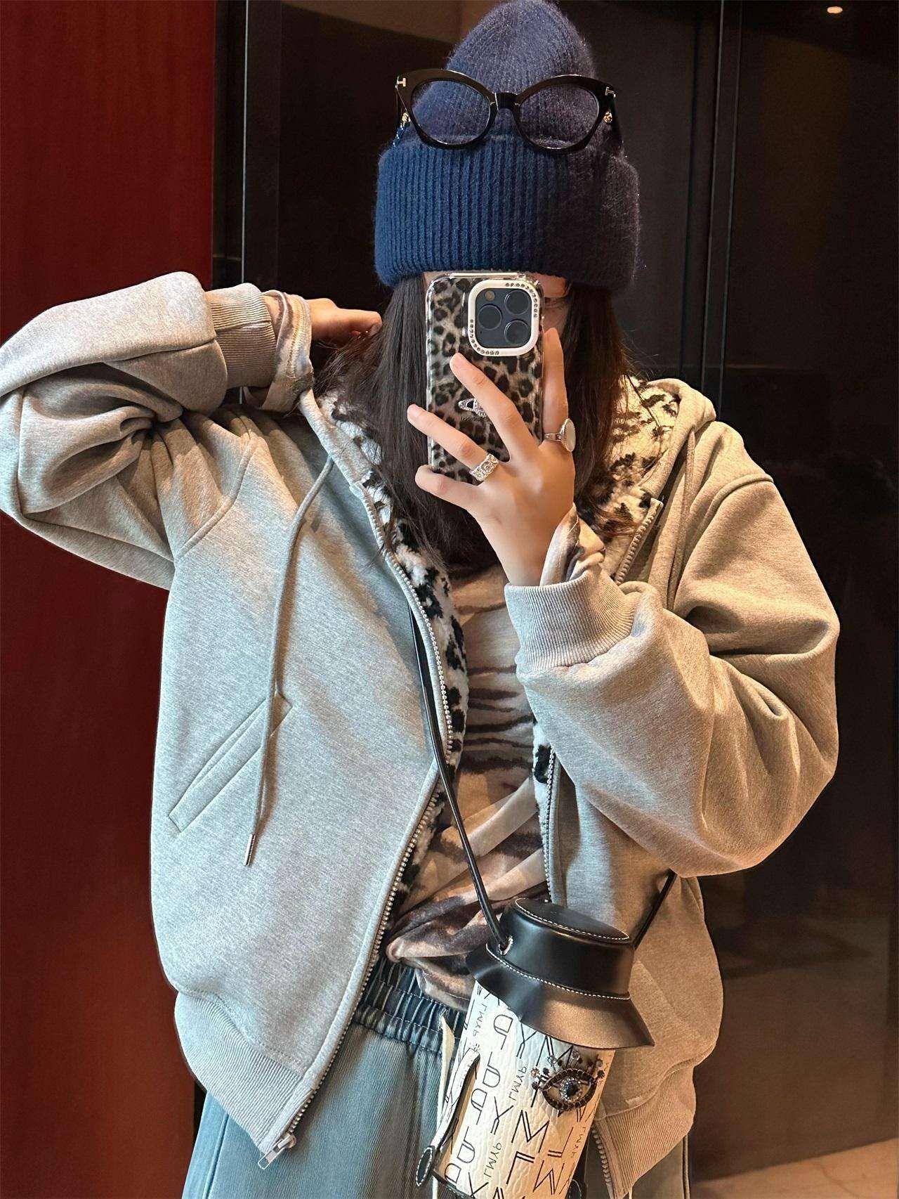 Other Unisex Zip Hoodie – Leopard Lined Interior Size M / US 6-8 / IT 42-44 - 4 Thumbnail