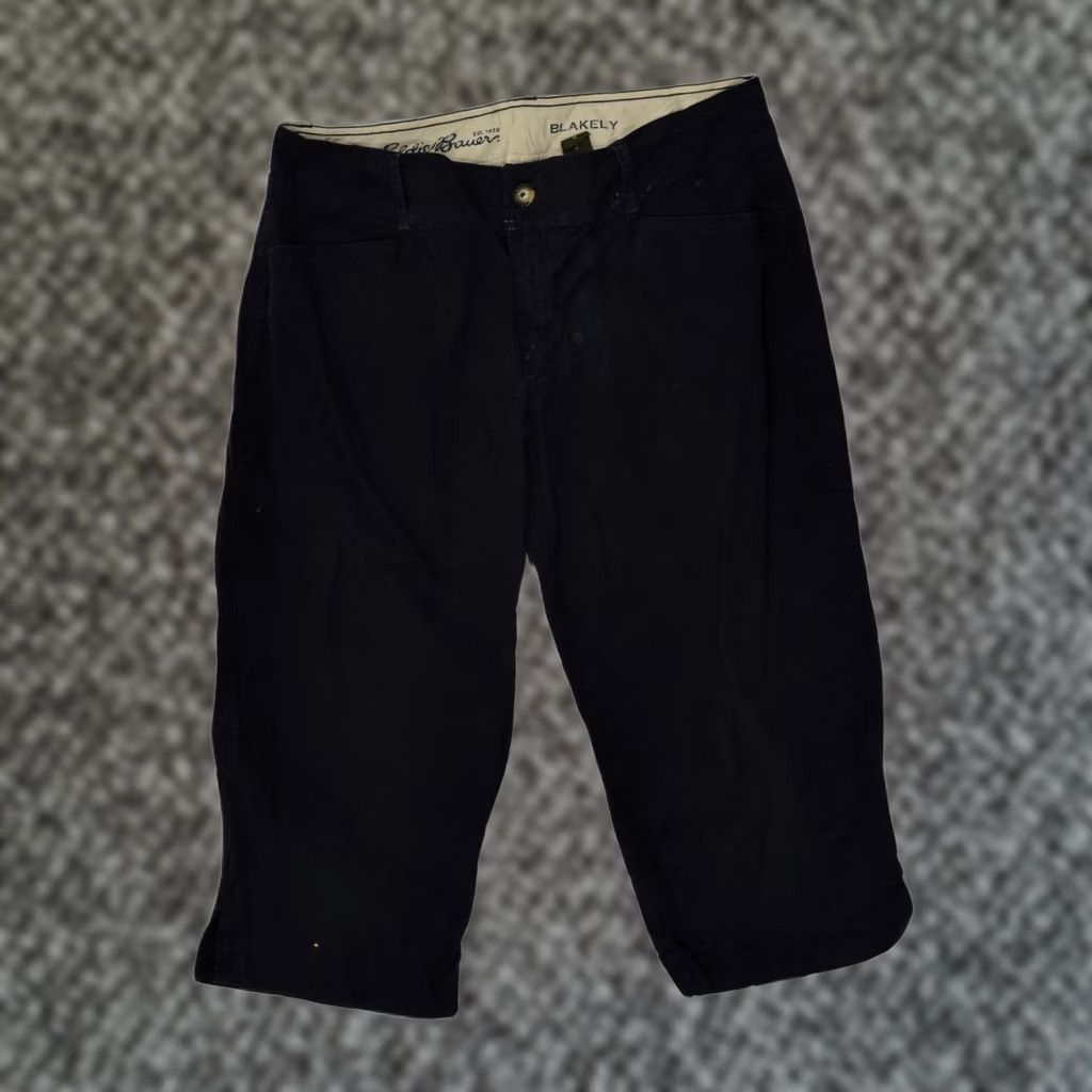 Eddie Bauer EDDIE BAUER Womens Capri Trousers Slim Navy Blue W34 L20 US 12 Large Size 36" / US 14 / IT 50 - 1 Thumbnail
