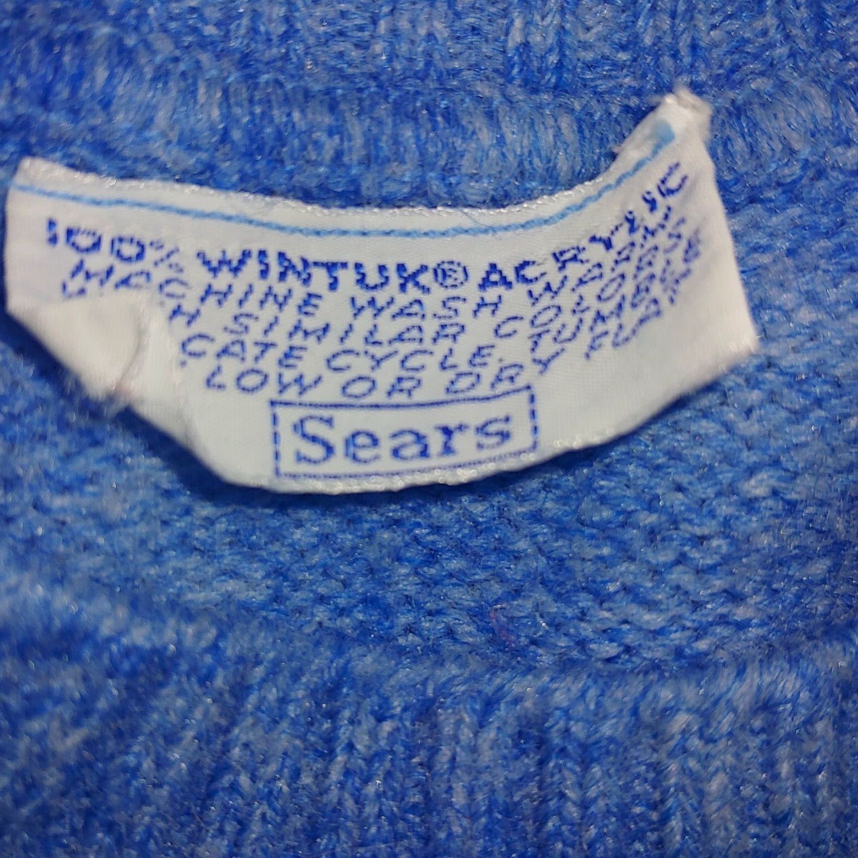 Sears VINTAGE Sears Sweater Shirt Small Adult S Blue 1970s Wintuck Acrylic Pullover Casual Classic Earthy Grandpa Hipster Mens Size S / US 4 / IT 40 - 2 Thumbnail