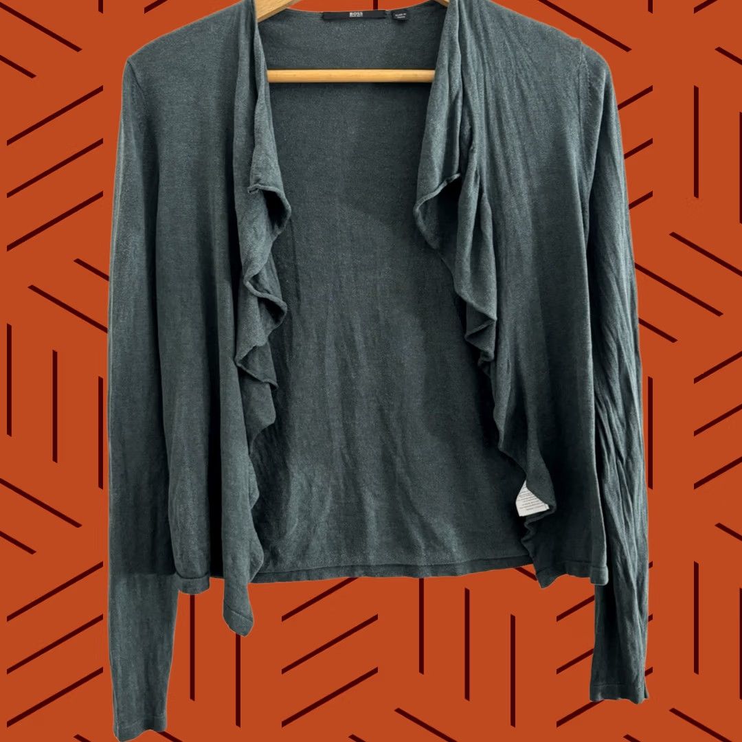 Hugo Boss BOSS Hugo Silk Cashmere Blend Cardigan Green Solid Knit Women Size M Size M / US 6-8 / IT 42-44 - 1 Thumbnail