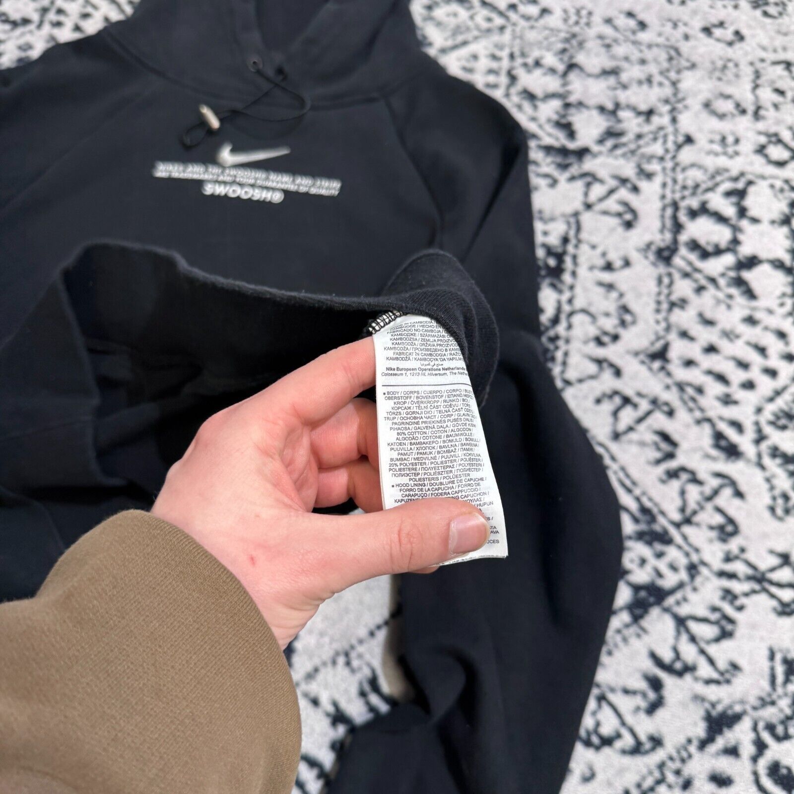Nike × Vintage Nike Black Cotton Hoodie Size S 90s Multi Swoosh Rare Nocta Size US S / EU 44-46 / 1 - 10 Thumbnail