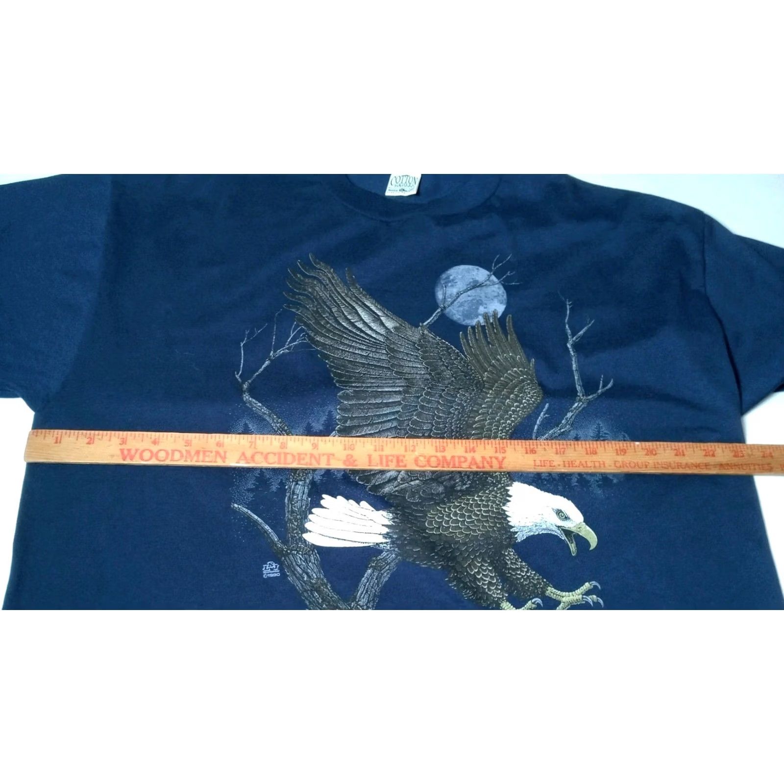 Cotton On VINTAGE Bald Eagle Shirt Men XL Blue Nature Graphic Moon Tree Cotton Grove Size US XL / EU 56 / 4 - 3 Thumbnail