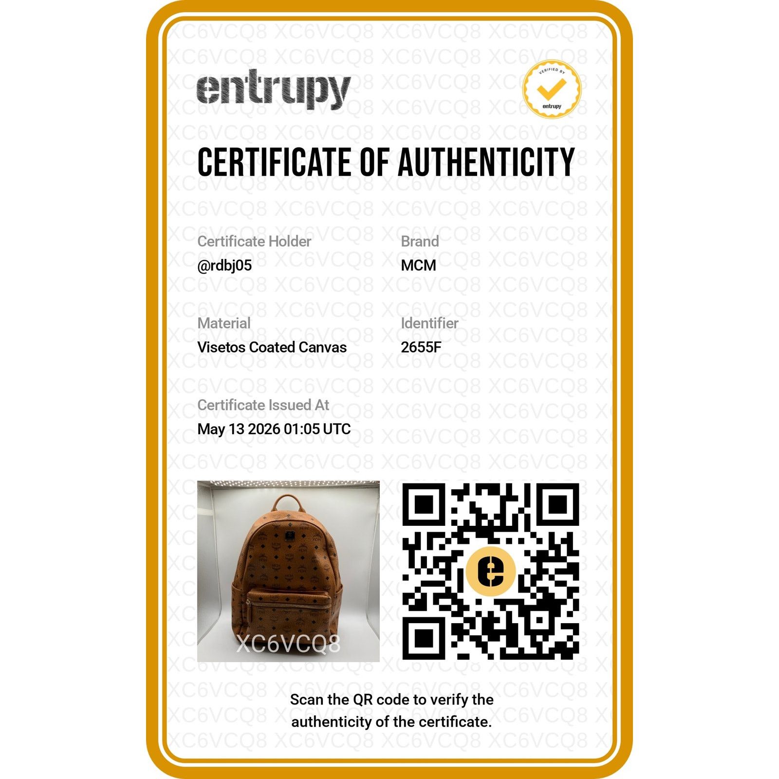 MCM Authenticated MCM Stark Visetos Cognac Medium Backpack Brown Size ONE SIZE - 12 Thumbnail