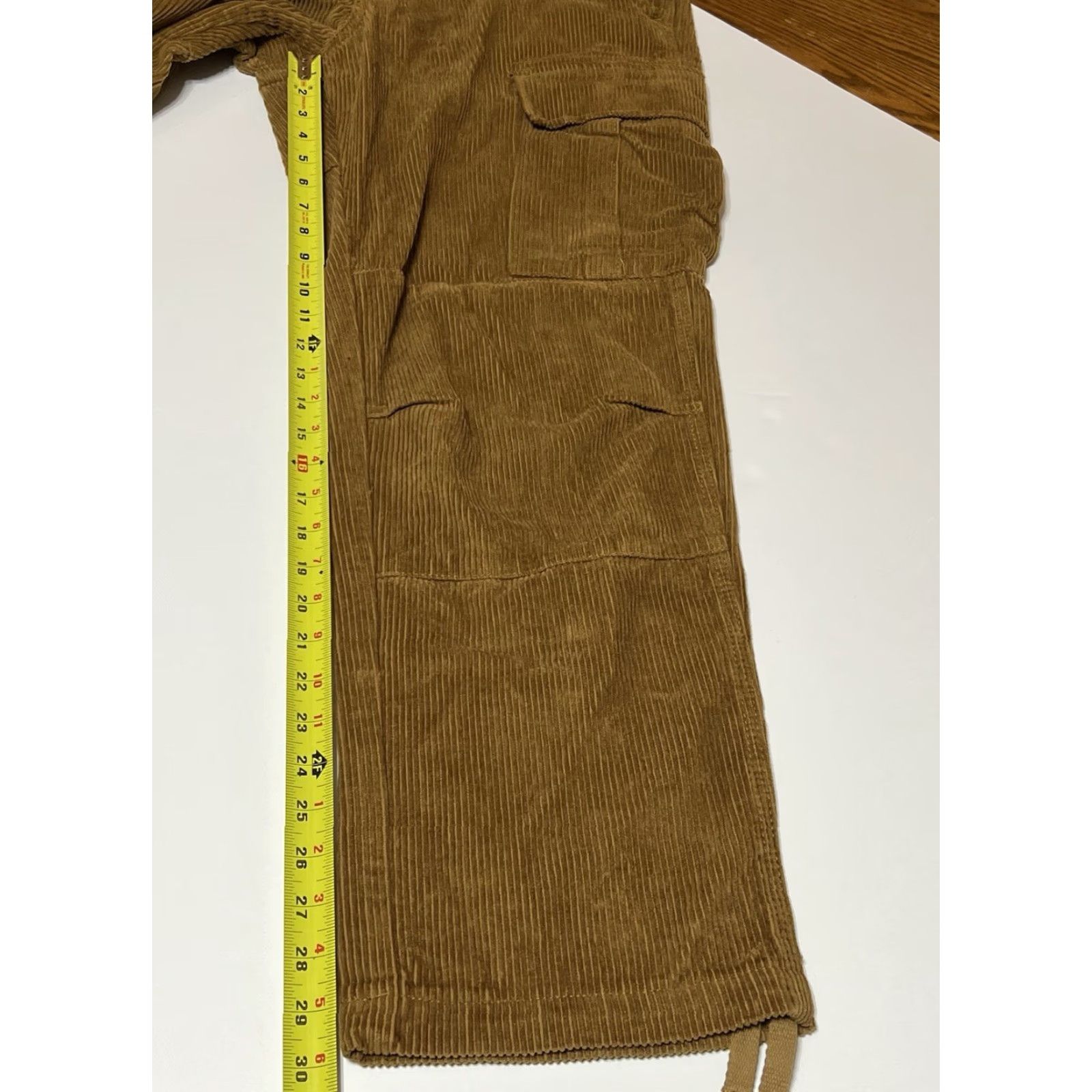 Empyre Empyre Corduroy Cargo Pants Mens 5-Pocket Fastener Button Zip Brown Cargo Straight Relaxed 32 Regular Size US 32 / EU 48 - 5 Thumbnail