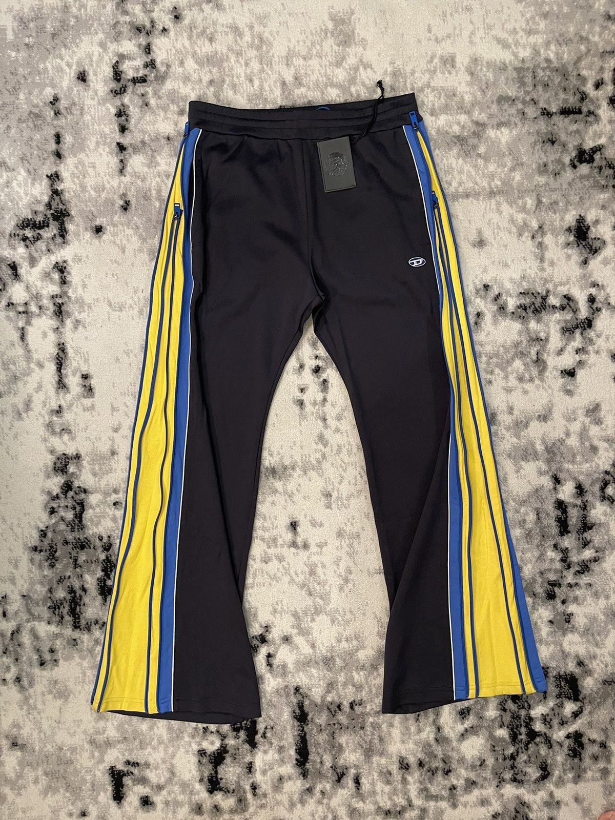 image of Diesel 22Ss Double Zip Track Pants In Blue N Yellow, Men's (Size 36)