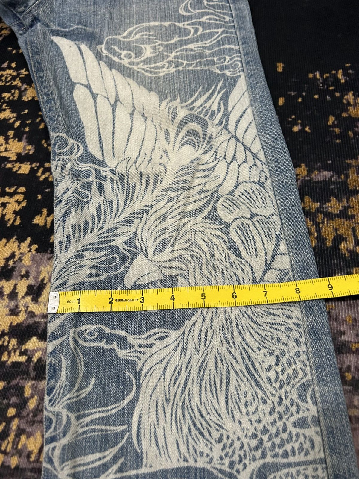 Karakuri Tamashii Vintage Buden Phoenix Sukajan Distressed Jeans Size US 31 - 22 Thumbnail