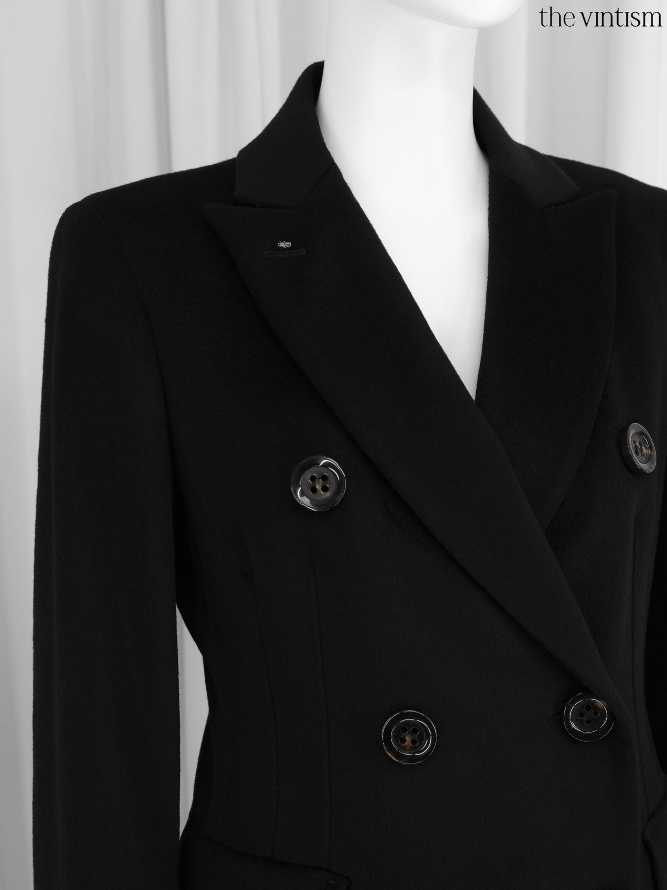 Sportmax Sportmax by Max Mara Black Virgin Wool Double-Breasted Coat Size M / US 6-8 / IT 42-44 - 4 Thumbnail