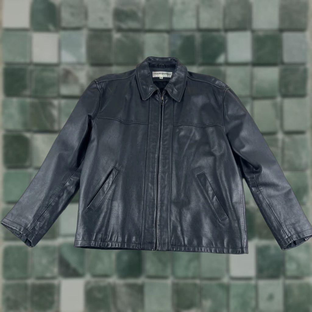 Vintage Jhane Barnes Leather Jacket Men 42 Black Full Zip Lined Premium Designer Coat Jacket Size US XS / EU 42 / 0 - 1 Thumbnail