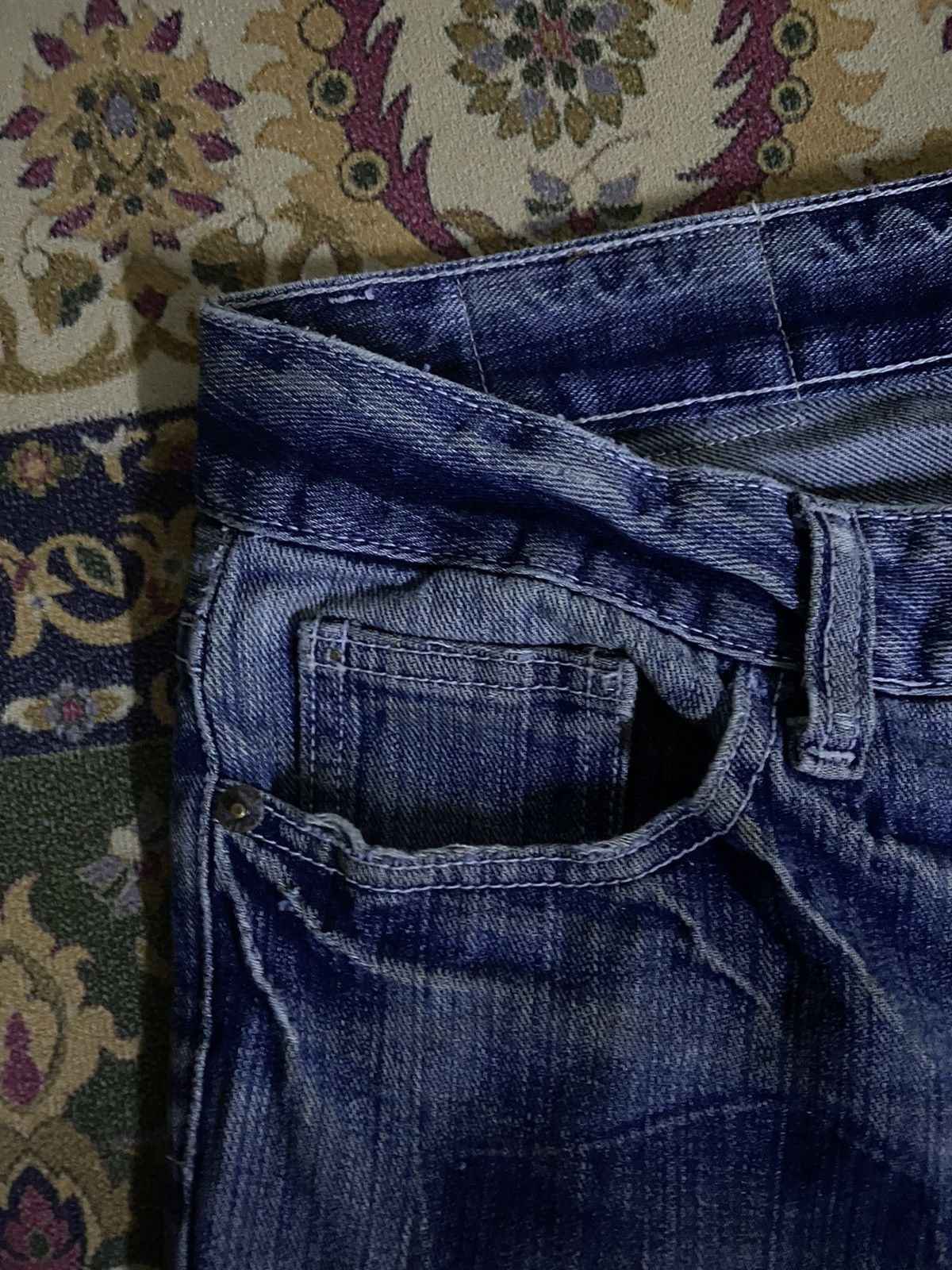 If Six Was Nine × Japanese Brand × Le Grande Bleu (L.G.B.) Japanese Brand RHYME Distressed Denim Pant Size US 33 - 7 Thumbnail