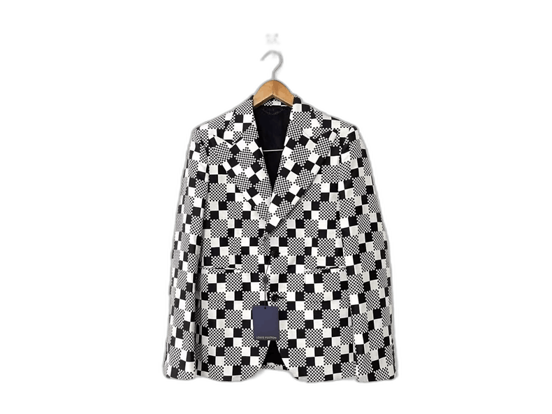 Louis Vuitton Louis Vuitton Black and White Checkered Blazer-yf Size US L / EU 52-54 / 3 - 1 Thumbnail