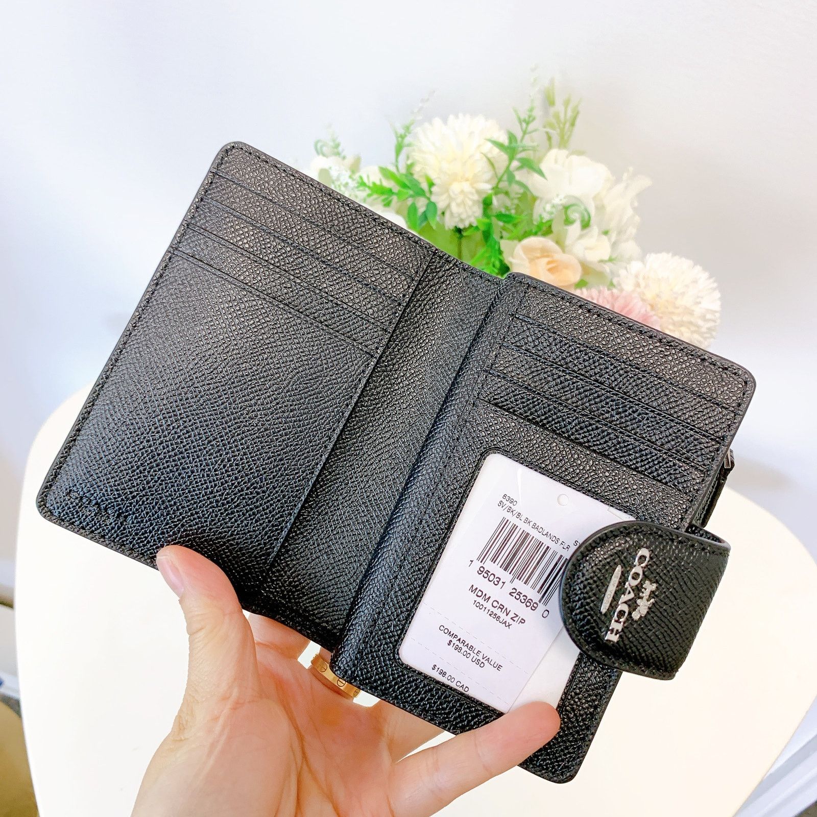 Coach Coach 6390 Medium Corner Zip Wallet IN Black Size ONE SIZE - 6 Thumbnail